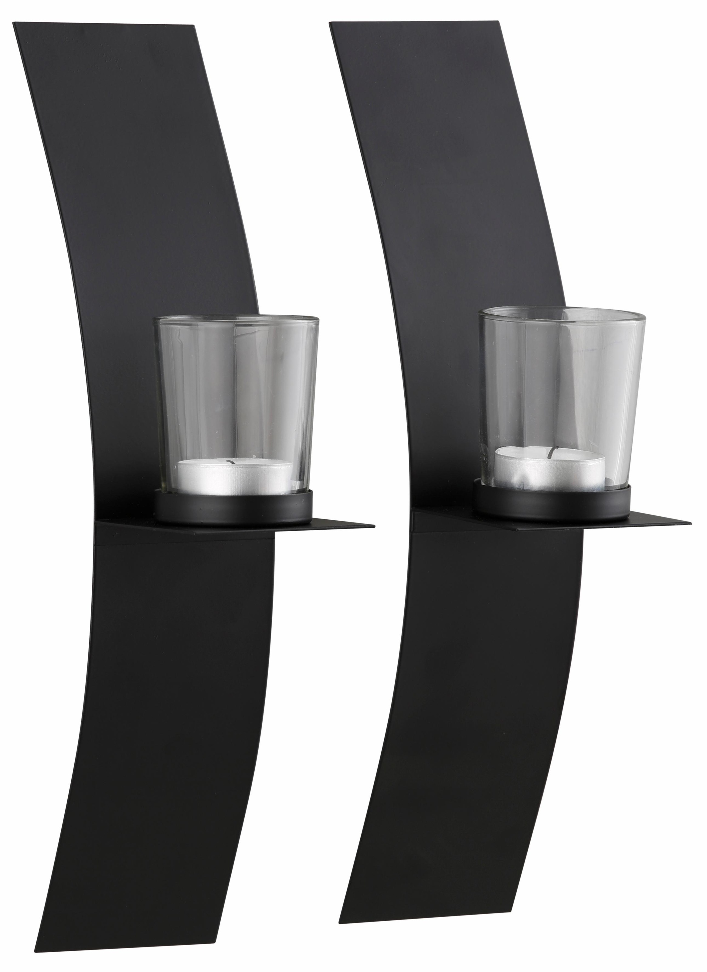 OTTO home Wandkerzenhalter "Drammen" Landhaus, Metall, Glas, schwarz