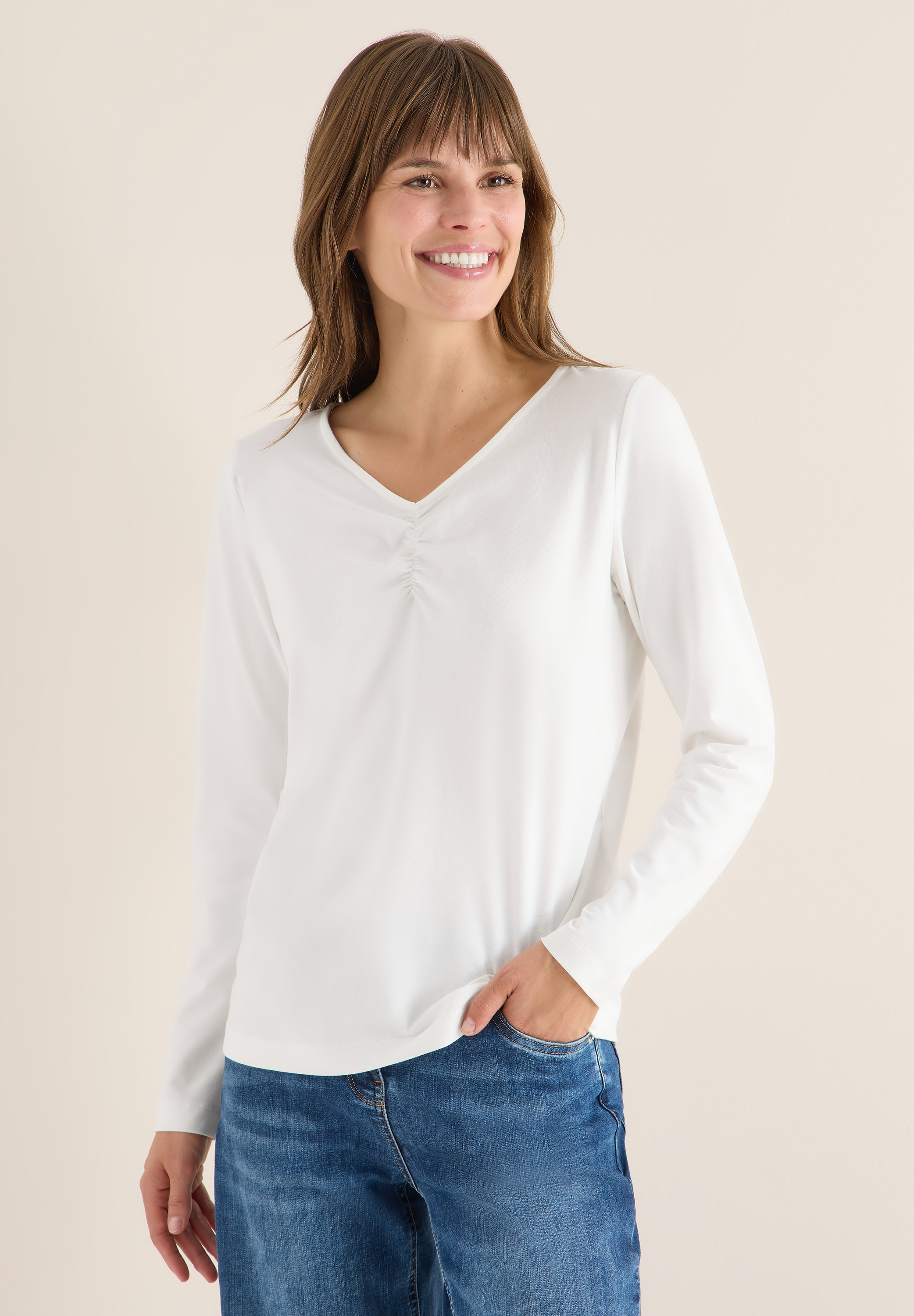 Cecil Langarmshirt mit V-Ausschnitt günstig online kaufen