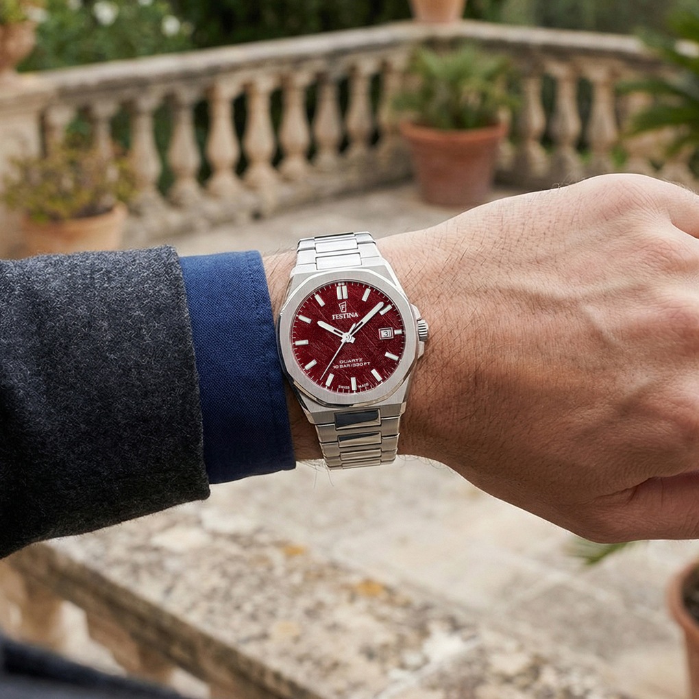 Festina Quarzuhr »Classic Steel« Armbanduhr, Herrenuhr, Swiss Made, Edelstahlarmband, analog, Tag