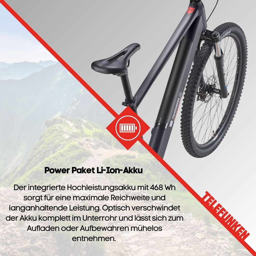 Telefunken E-Bike »Aufsteiger M921«, 7 Gang, Shimano, Heckmotor 250 W, (29 Zoll, Scheibenbremsen), Pedelec, Elektrofahrrad für Damen u. Herren, MTB