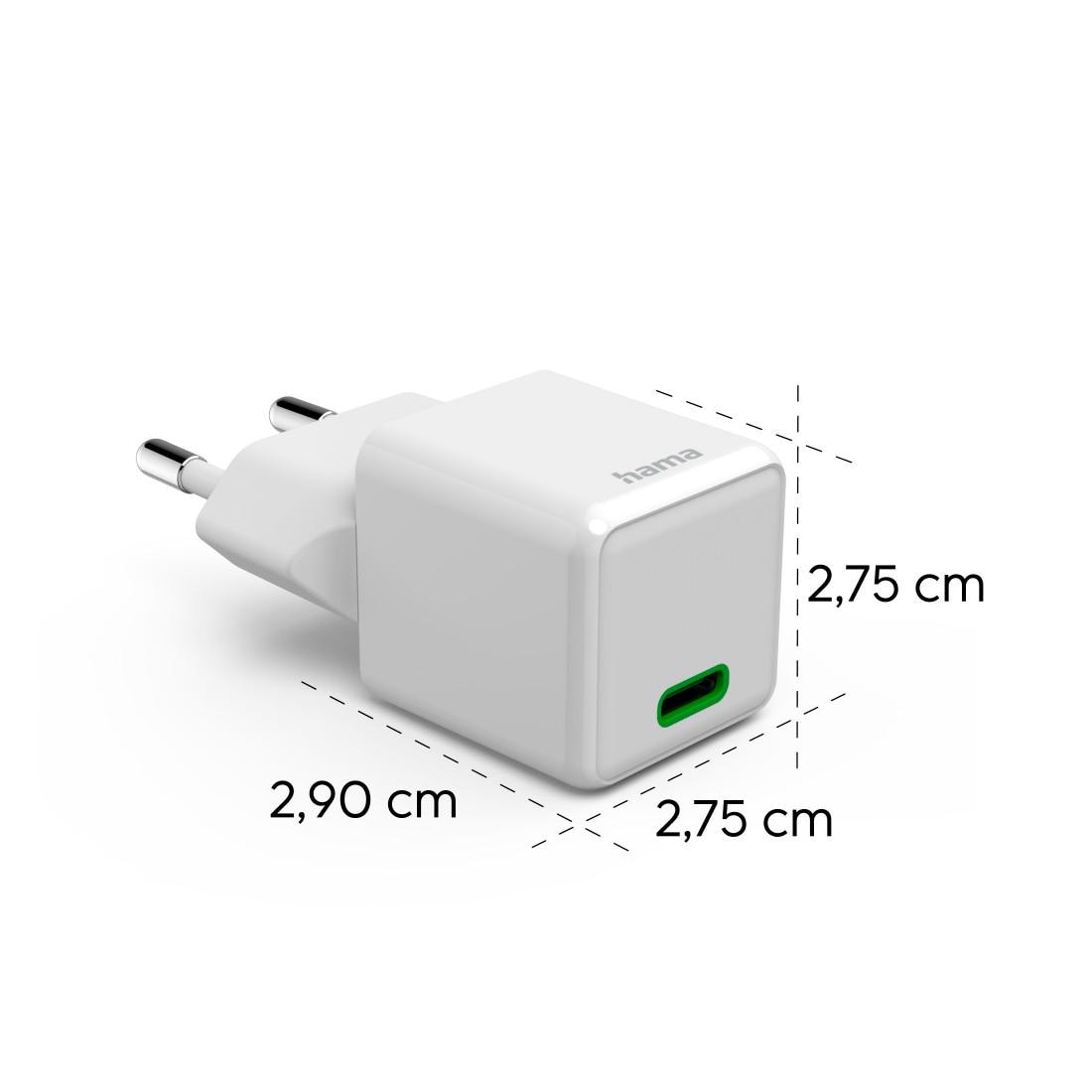 Hama Schnelllade-Gerät »Schnellladegerät (USB-C, PD/QC, extraklein 2,9 x 2,75 x 2,75 cm, 25 W)«, (1 St.)