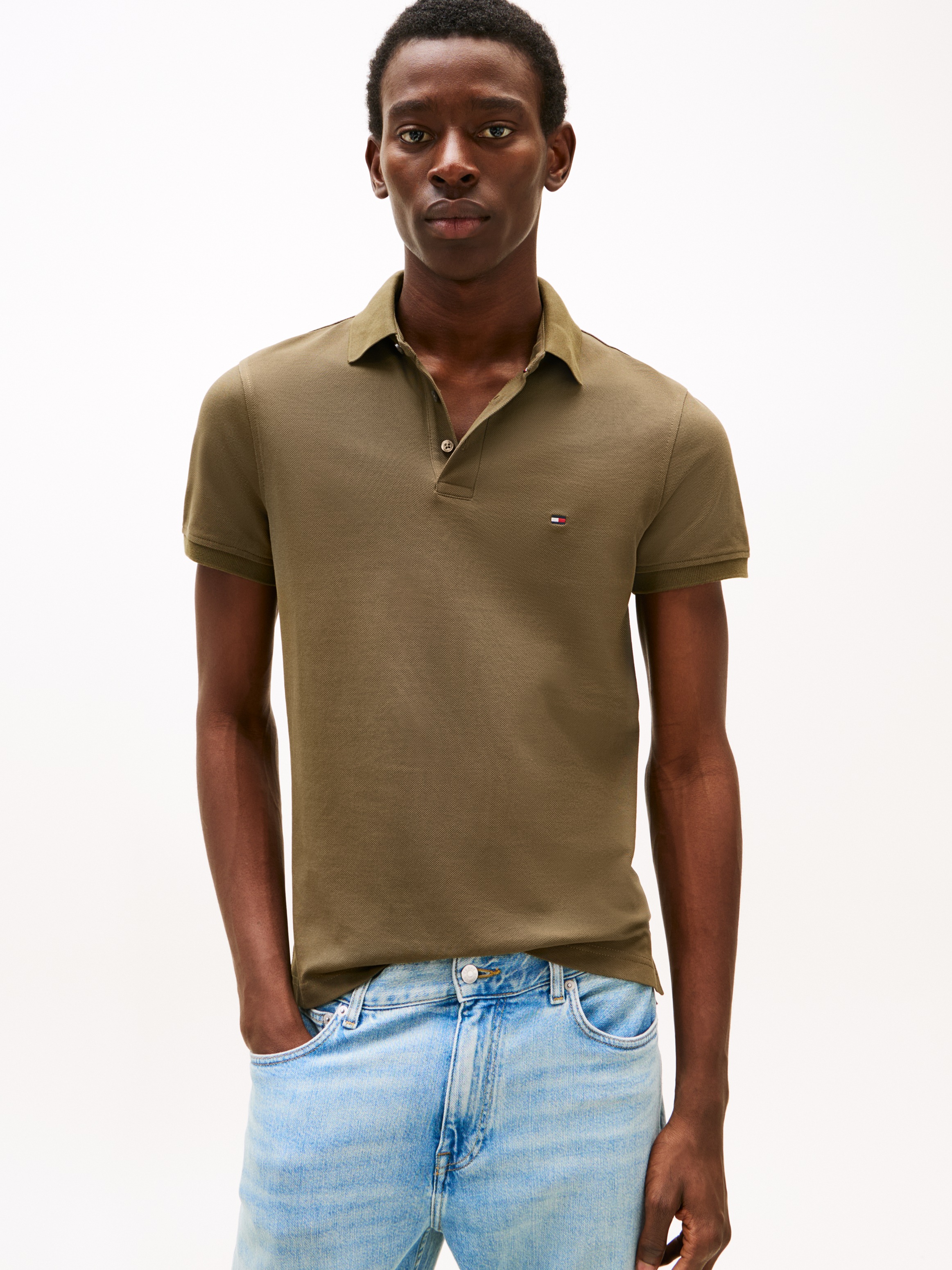 Thumbnail - Tommy Hilfiger Poloshirt "1985 SLIM POLO mit Piqué-Struktur und Stickerei" meliert, casual, slim fit, Baumwollmix, Polok...