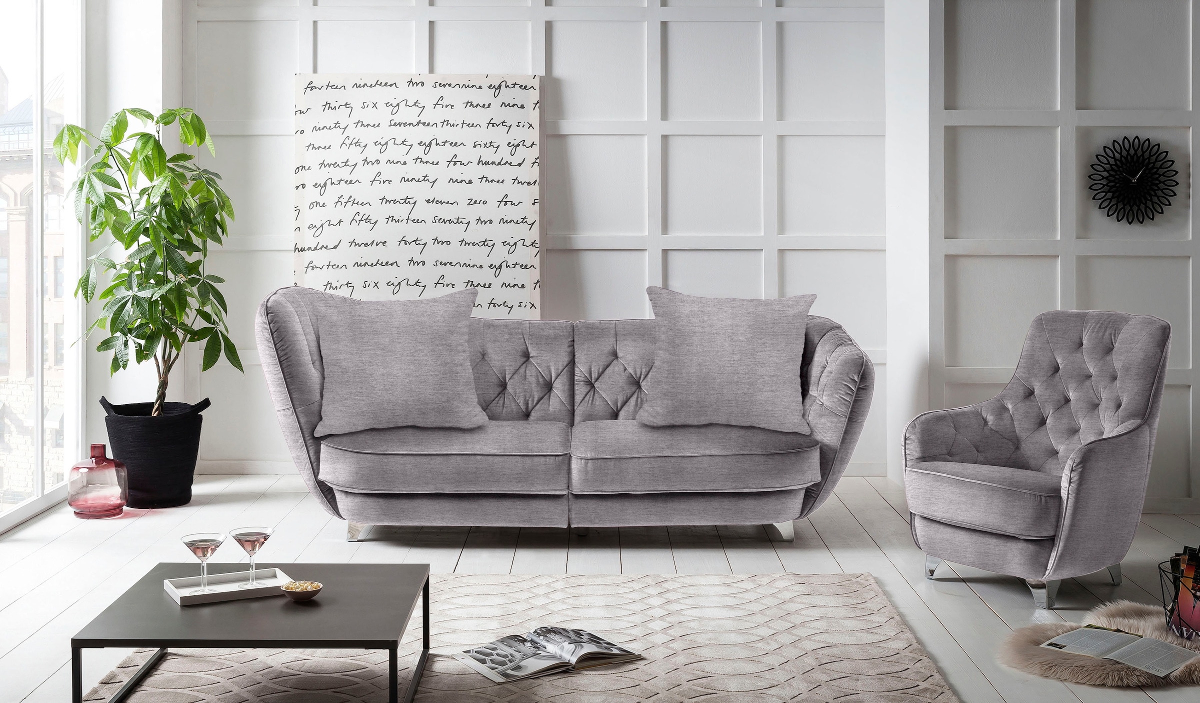 Leonique Big-Sofa »Retro«, stylischer Hochlehner