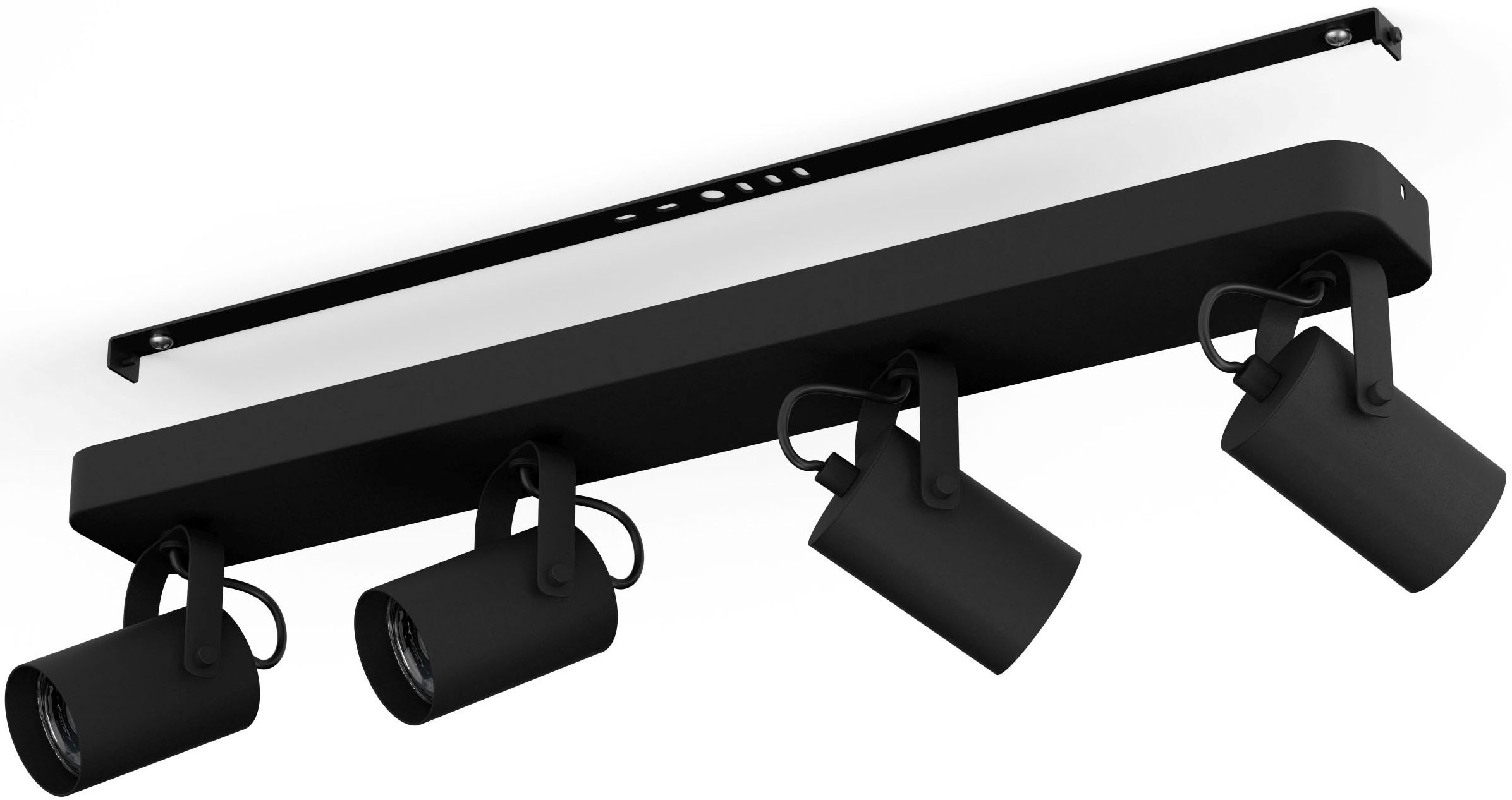 EGLO Deckenspot »SOREGO Deckenstrahler, Stahl, GU10, IP20, Wohnzimmerlampe, Lampe«, Leuchtmittel GU10 | Leuchtmittel wechselbar-ohne Leuchtmittel, Spot, L58 x B10 x H12 cm, schwarz, 4X2,8W inkl.