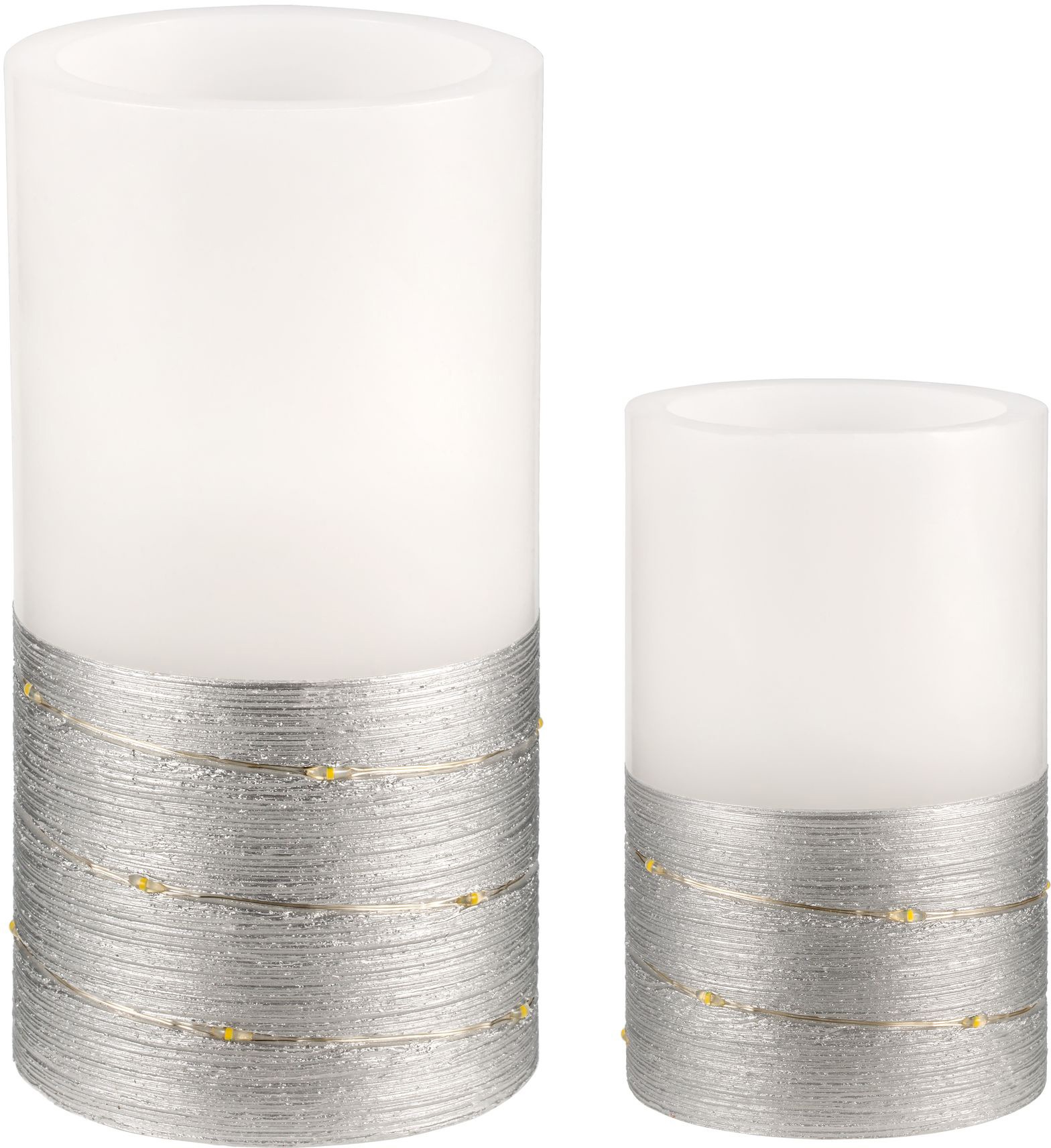 Pauleen LED Dekolicht »LED-Kerze Fairy Lights, 2er Set«, Wachskerze, mit Timer, Weiss/Silberfb.