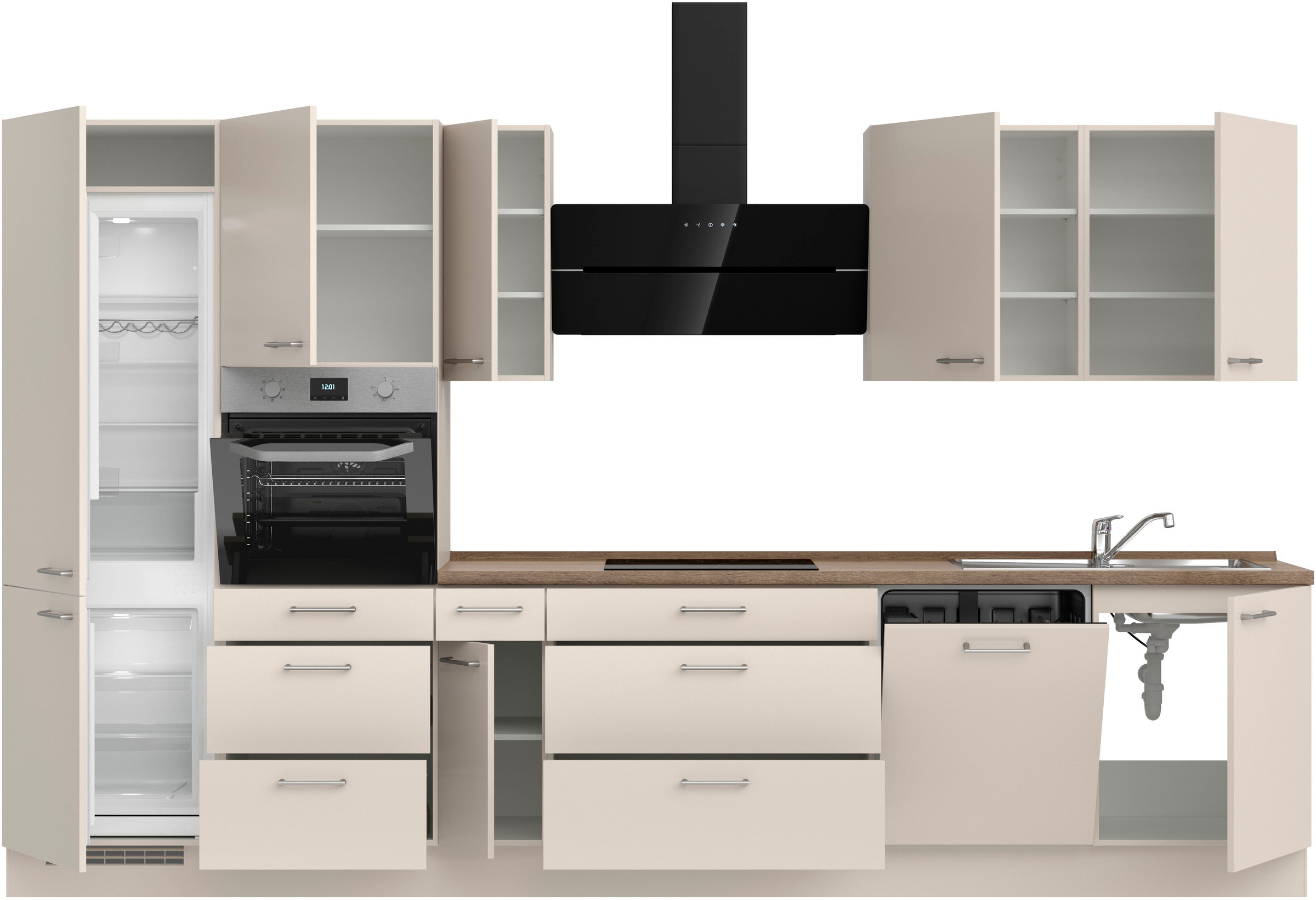 nobilia® Küchenzeile »"Laser II"«, vormontiert, Ausrichtung wählbar, Breite 360 cm, wahlw. mit E-Geräten