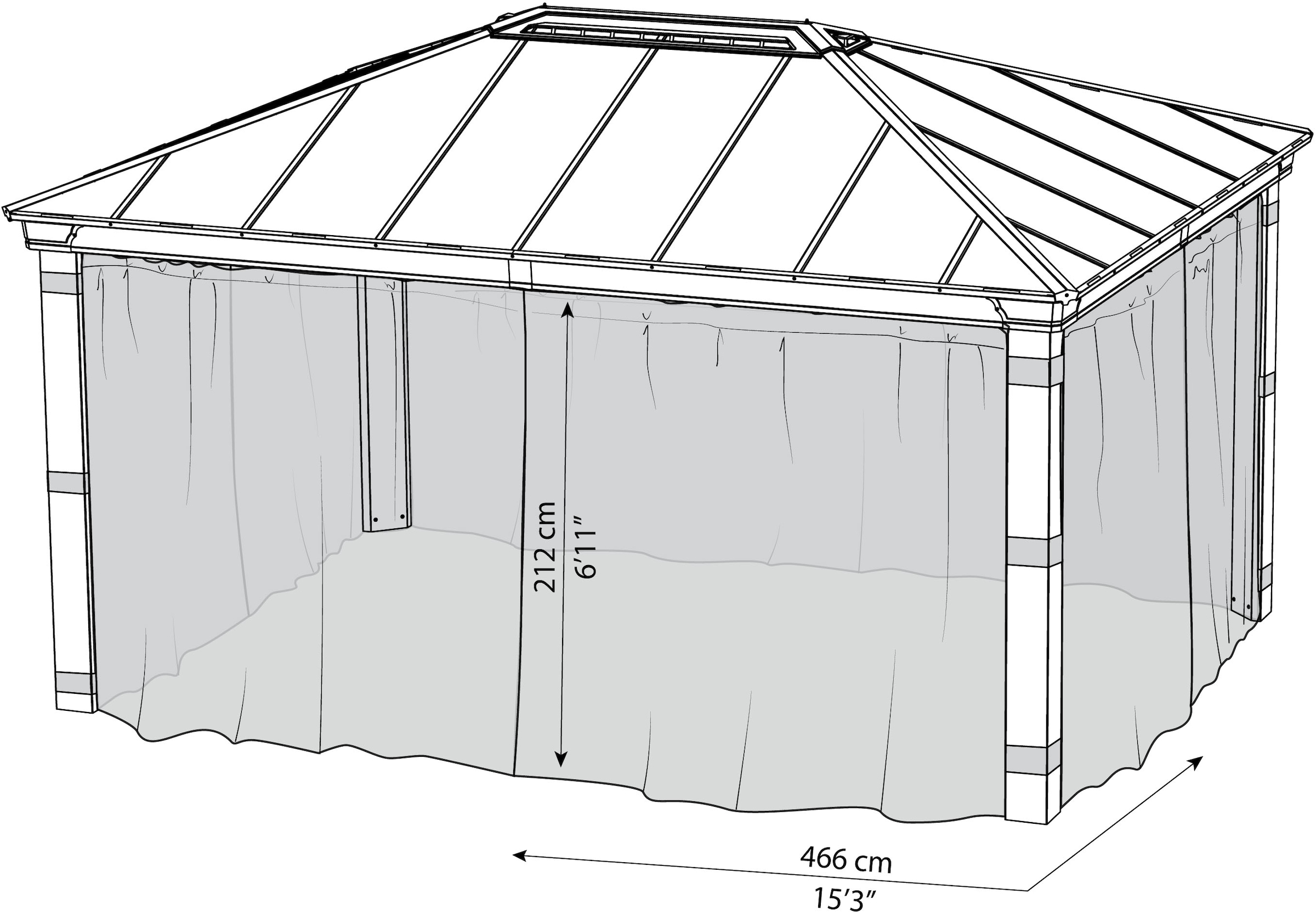 Palram - Canopia Pavillonseitenteil »Dallas Garden Gazebo Netting Set«, mit Reißverschluß und Clips