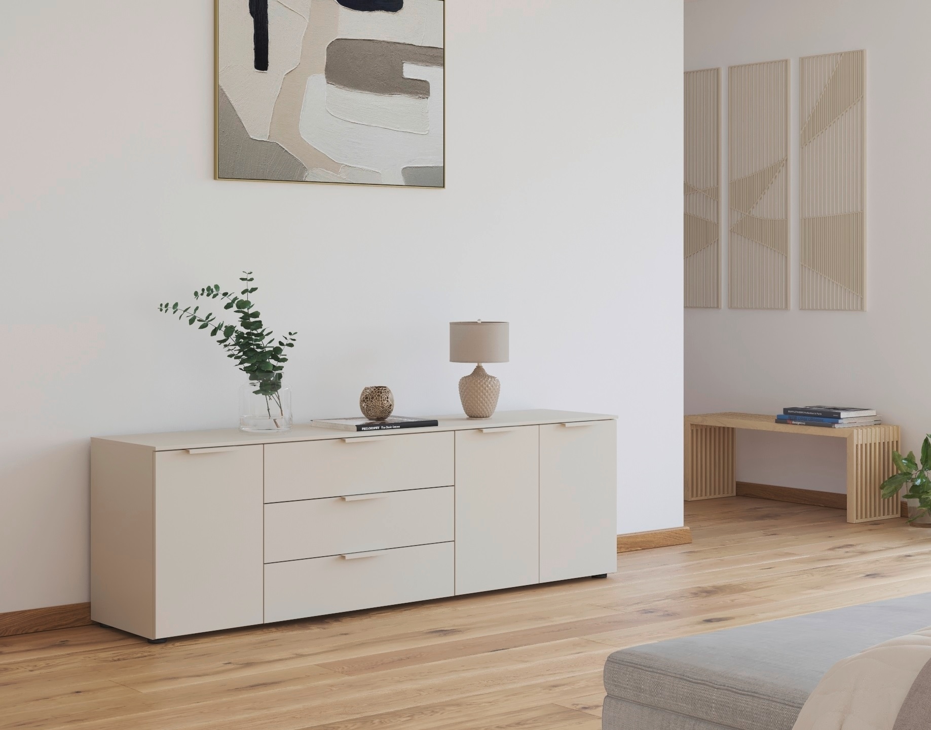 rauch Schubkastenkommode »Kommode Türkommode Sideboard Kombikommode FLIPP«, (Breite 200 cm mit 2 Einlegeböden), 3-türig mit 3 Schubladen und Soft-Close-Funktion