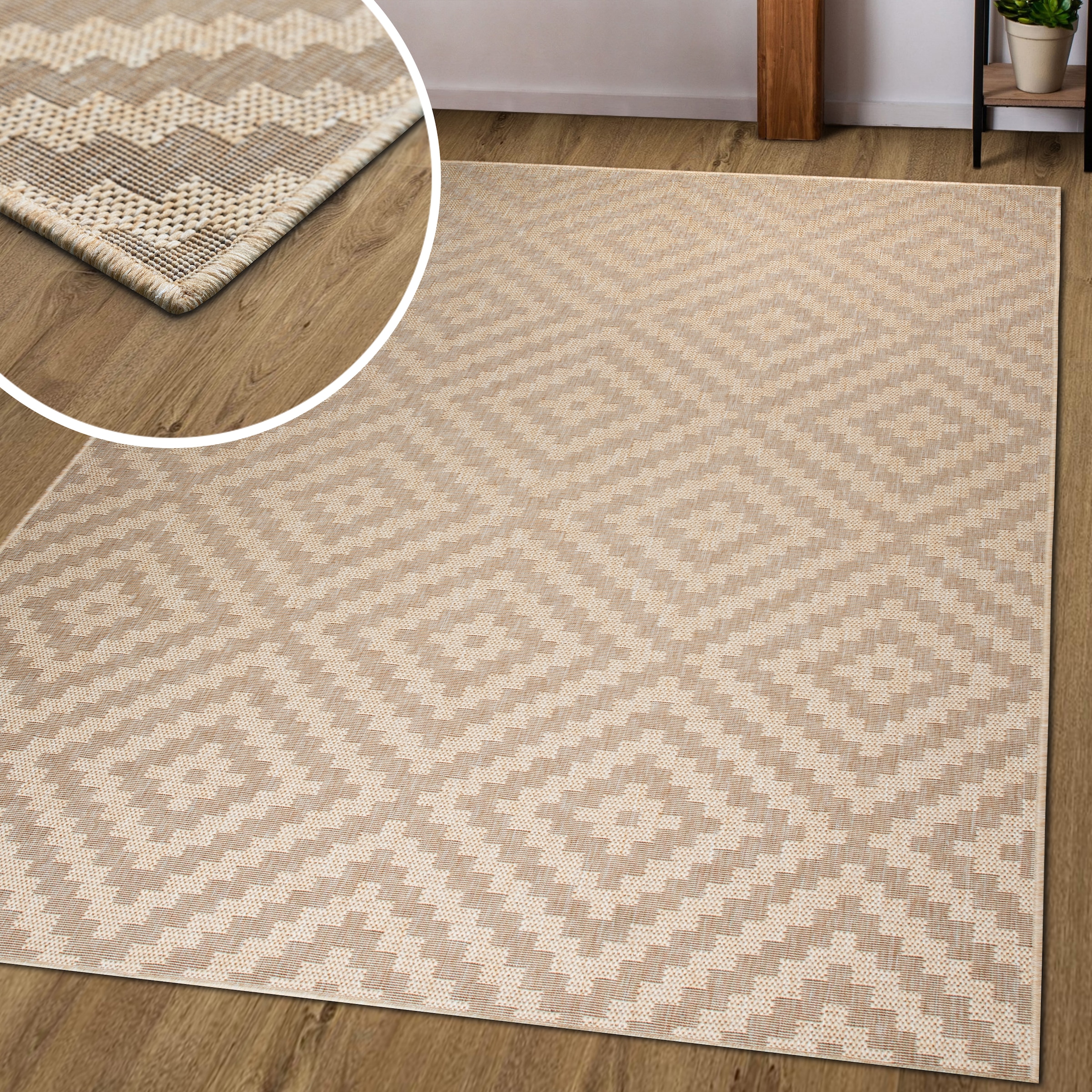 my home Teppich »Cordoba auch als Läufer erhältlich«, rechteckig, 3 mm Höhe, In- und Outdoor geeignet, Sisal-Optik, Wetterfest & UV-beständig, Boho