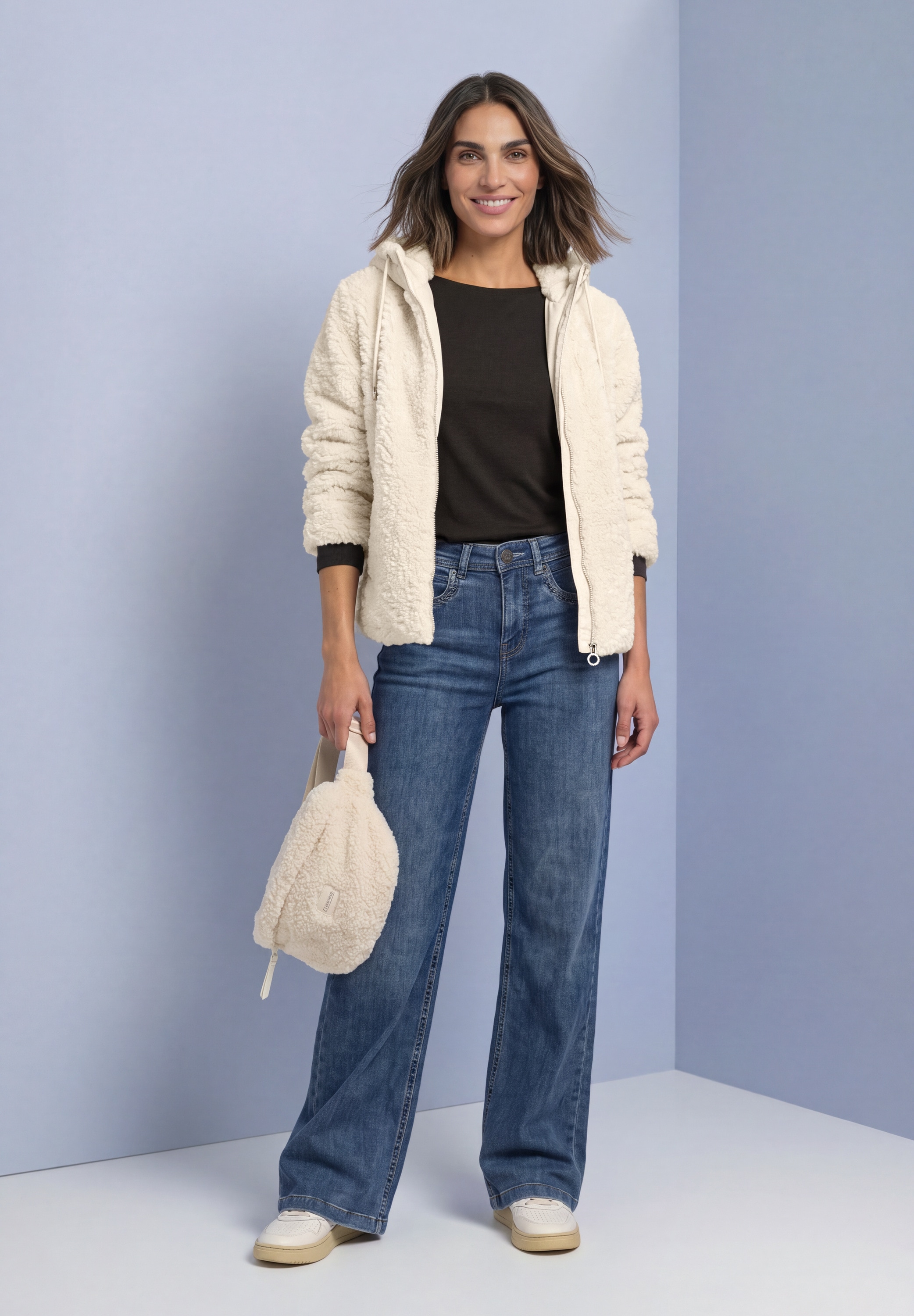 STREET ONE Blouson mit Kapuze Teddy-jacek mit Softshell-Kapuze