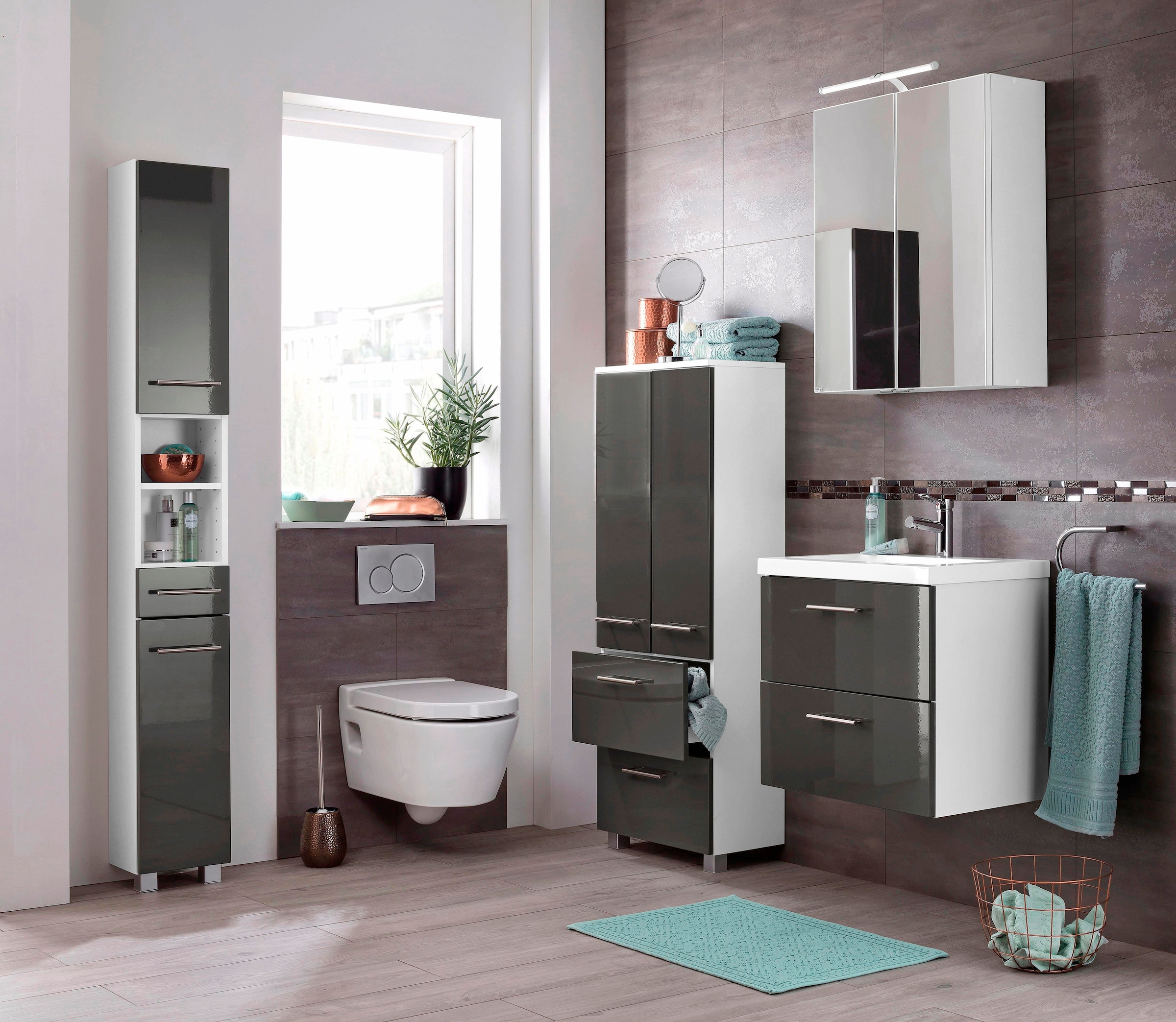 welltime Badmöbel-Set »Venedig«, (2 St.), Spiegelschrank und Waschplatz