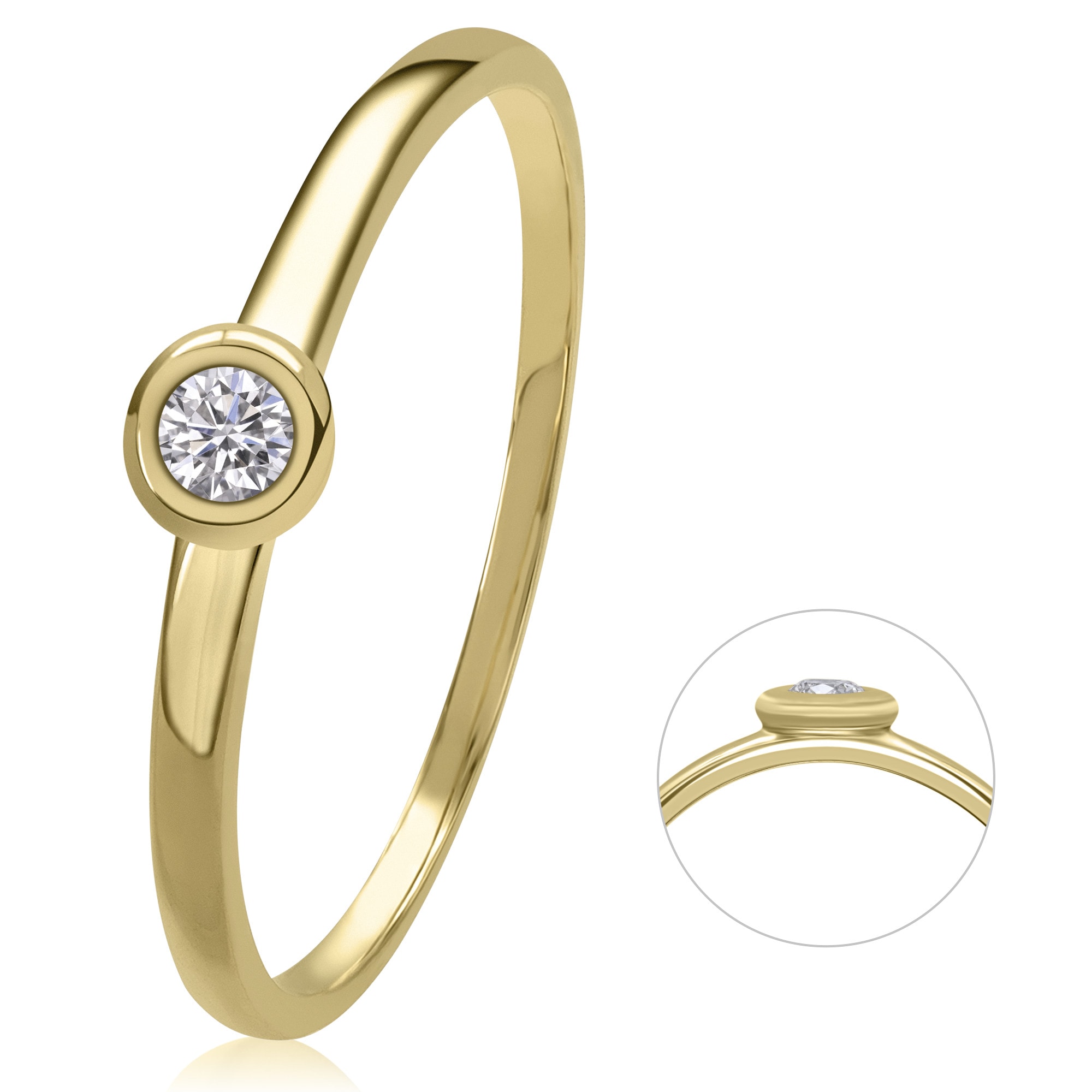 Diamantring »0,05 ct Diamant Brillant Ring aus 585 Gelbgold«, Damen Gold Schmuck