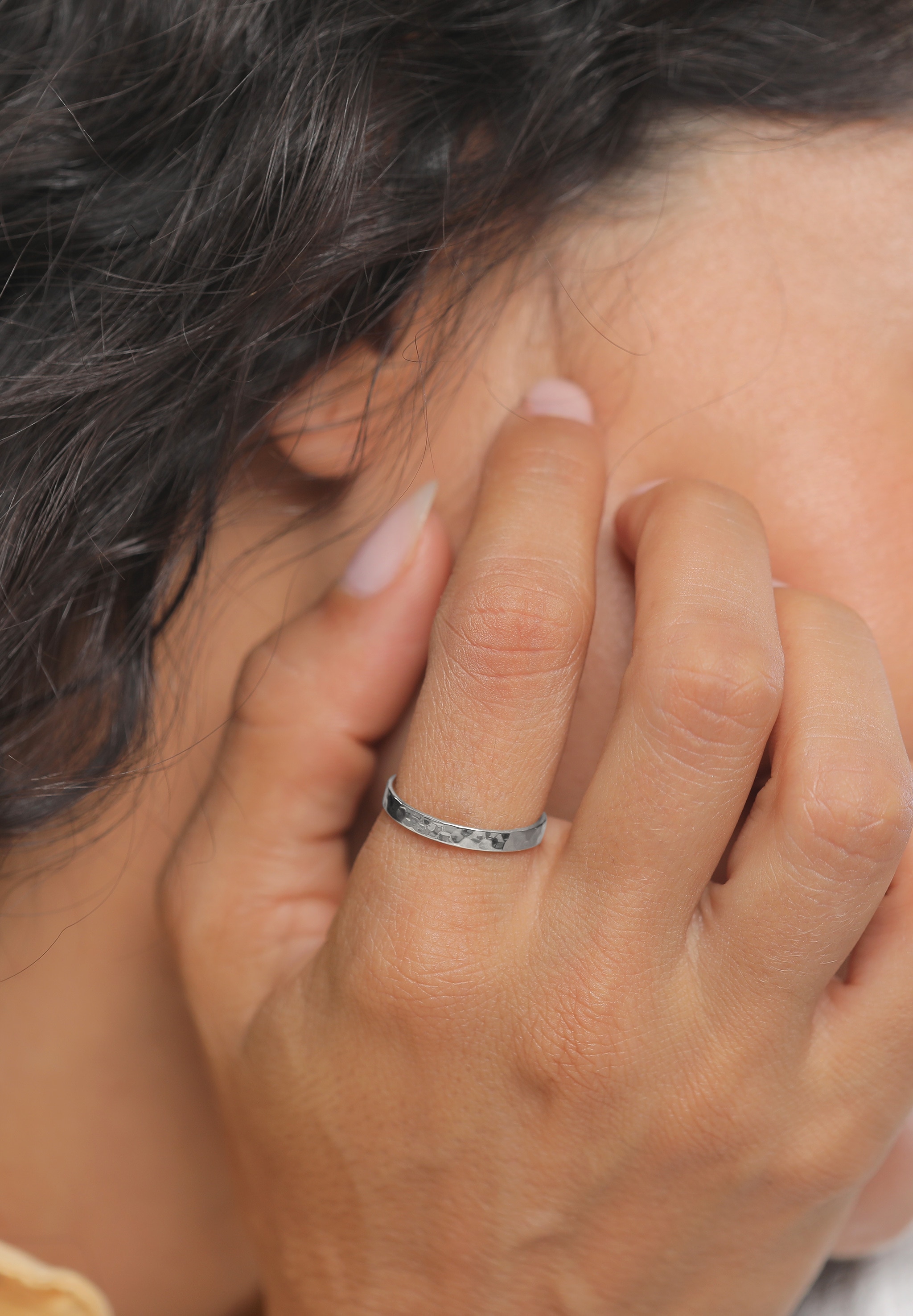 Elli Fingerring »Basic Bandring Fein Gehämmert 925 Silber«