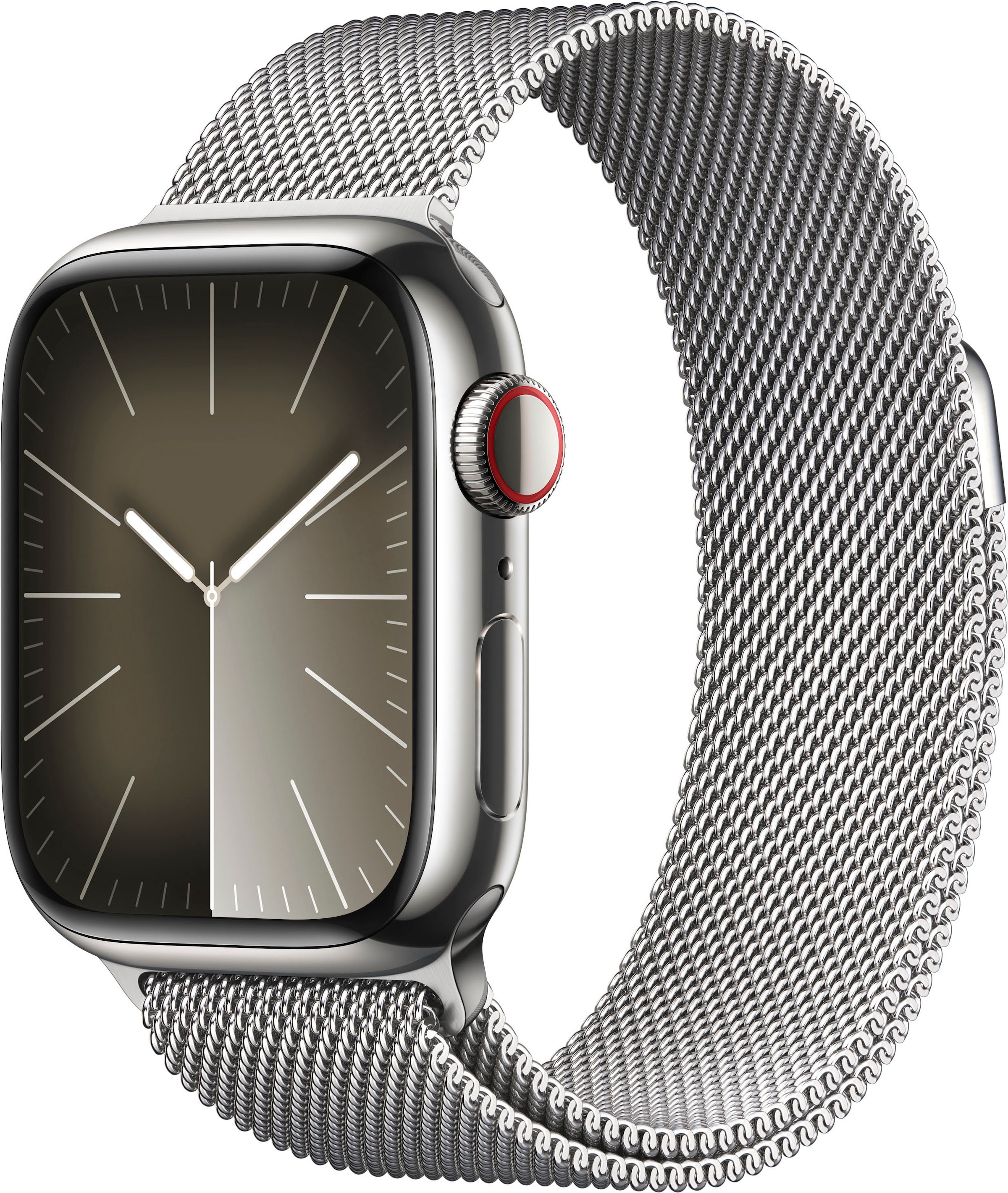 Apple Smartwatch »Watch Series 9 GPS + Cellular 41mm Edelstahl One-Size«, (Watch OS 10 Milanese Loop)