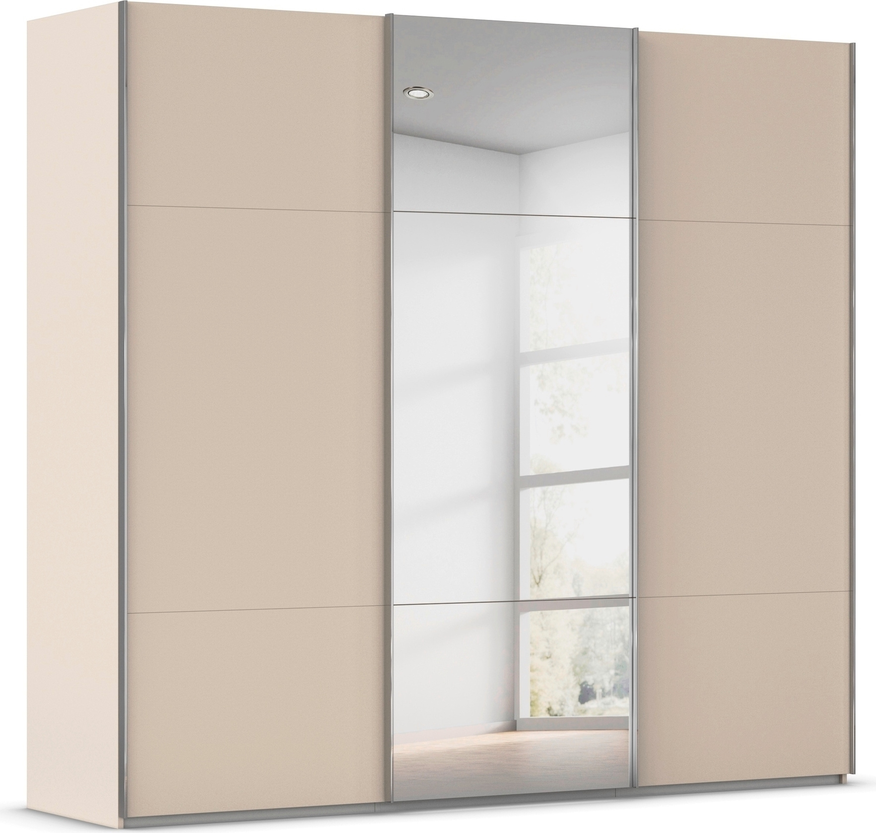 rauch Schwebetürenschrank "Kleiderschrank Schrank Garderobe Schlafzimmerschrank CONTIDO" 3 verschiedene Ausstattungen BASIC/CLASSIC/PREMIUM (inkl. SOFT-CLOSE), aus hochwertigem Material in 6 Breiten 2 Griff-Farben MADE IN GERMANY