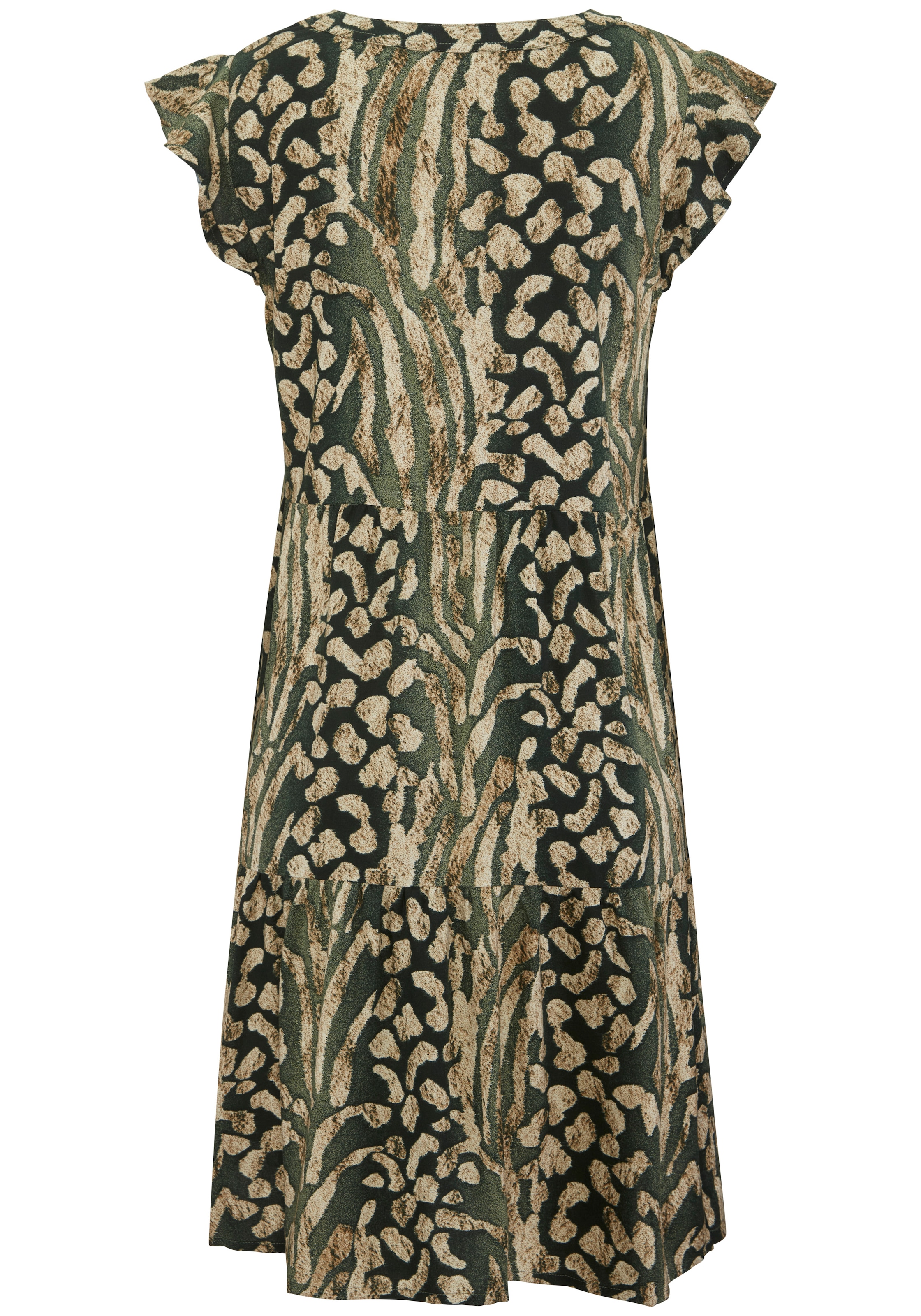 LASCANA Sommerkleid »mit Animalprint und süßen Flügelärmeln aus gewebter Viskose« Ohne Taschen Luftiges Sommerkleid, Strandkleid, Tunikakleid, Blusenkleid, Festival