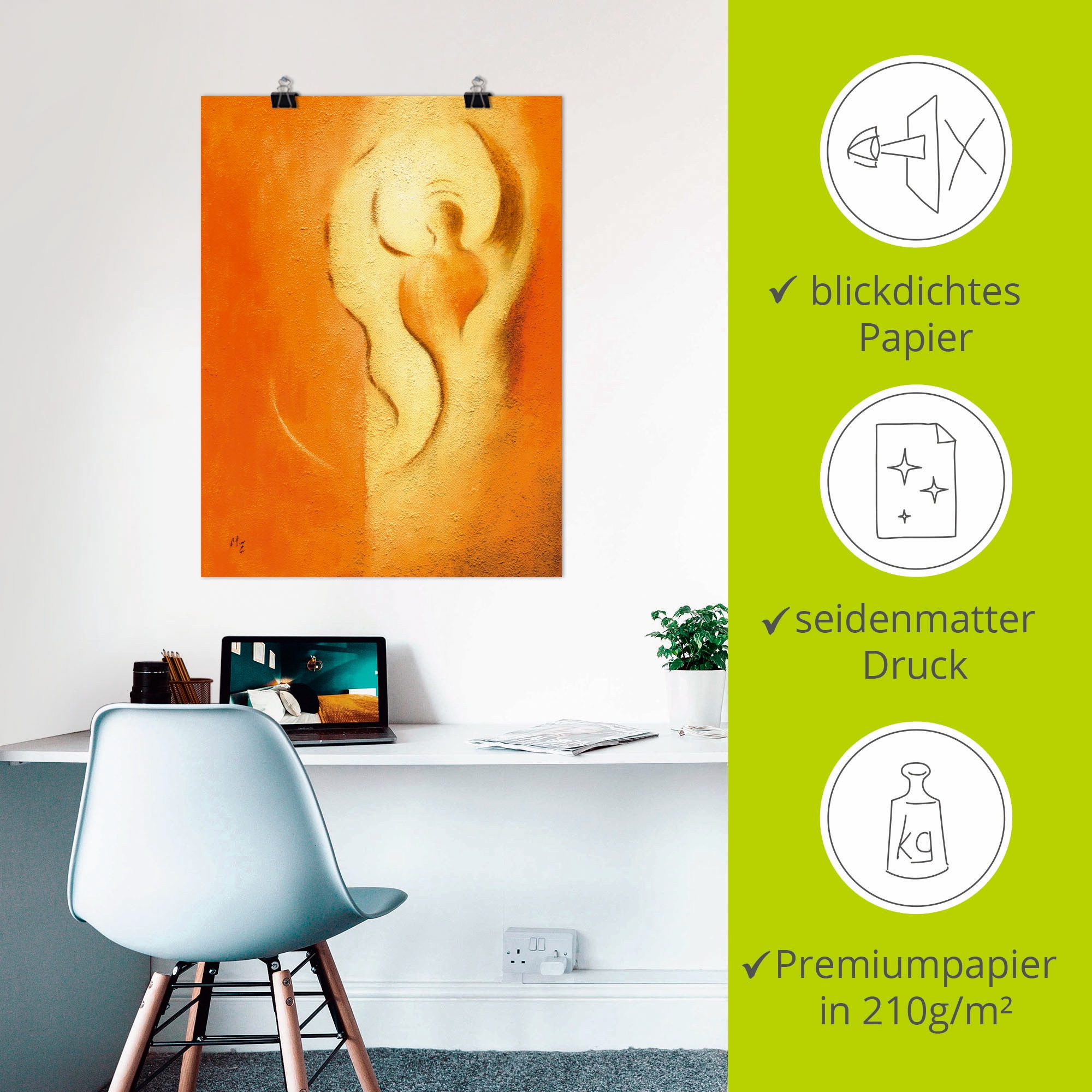 Poster ARTLAND "Engel der Freude", orange (farbe bild(er): orange), B:30cm H:40cm, Bilder, Poster, ohne Rahmen 3