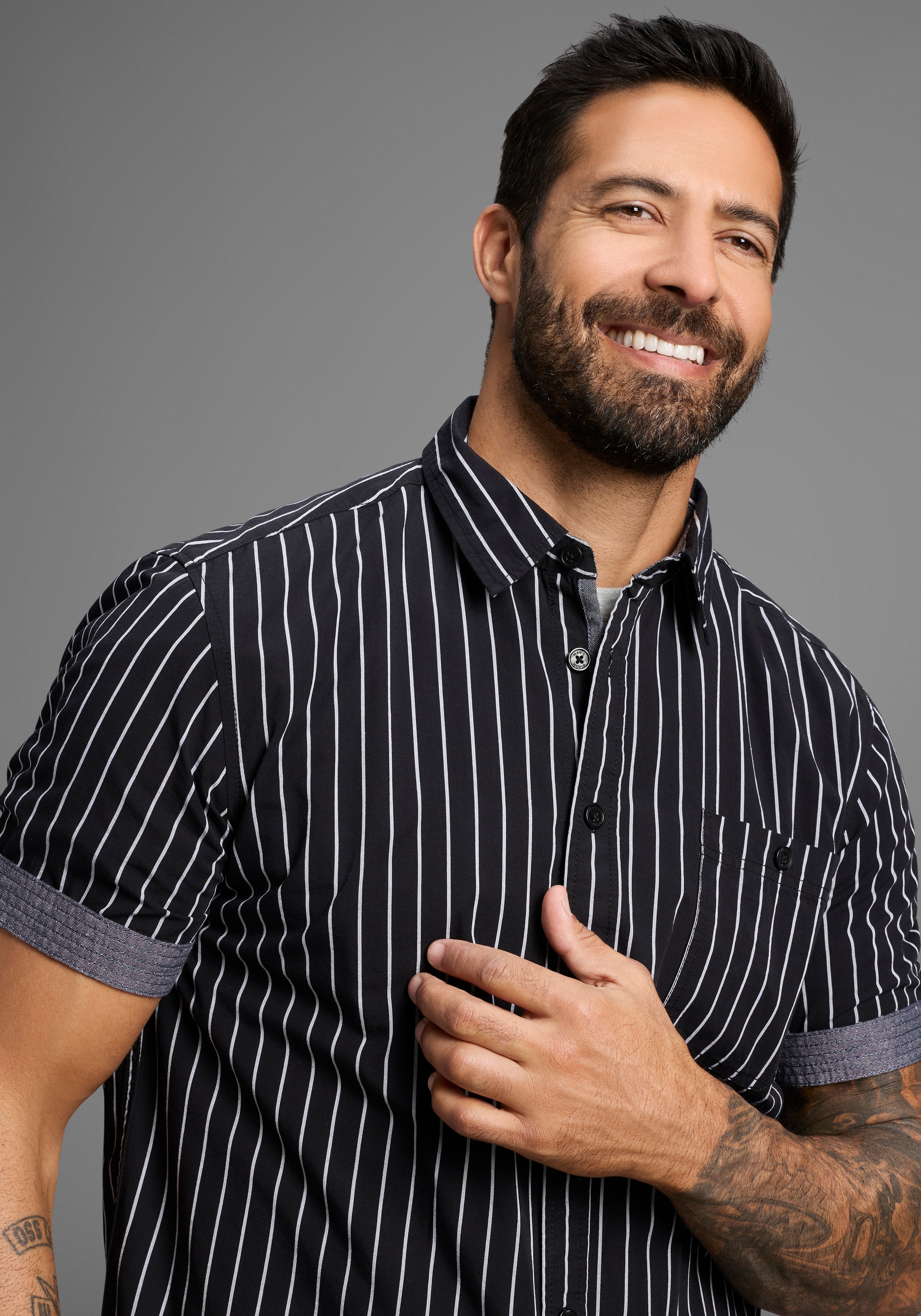 Thumbnail - Mans World Kurzarmhemd modern gestreift