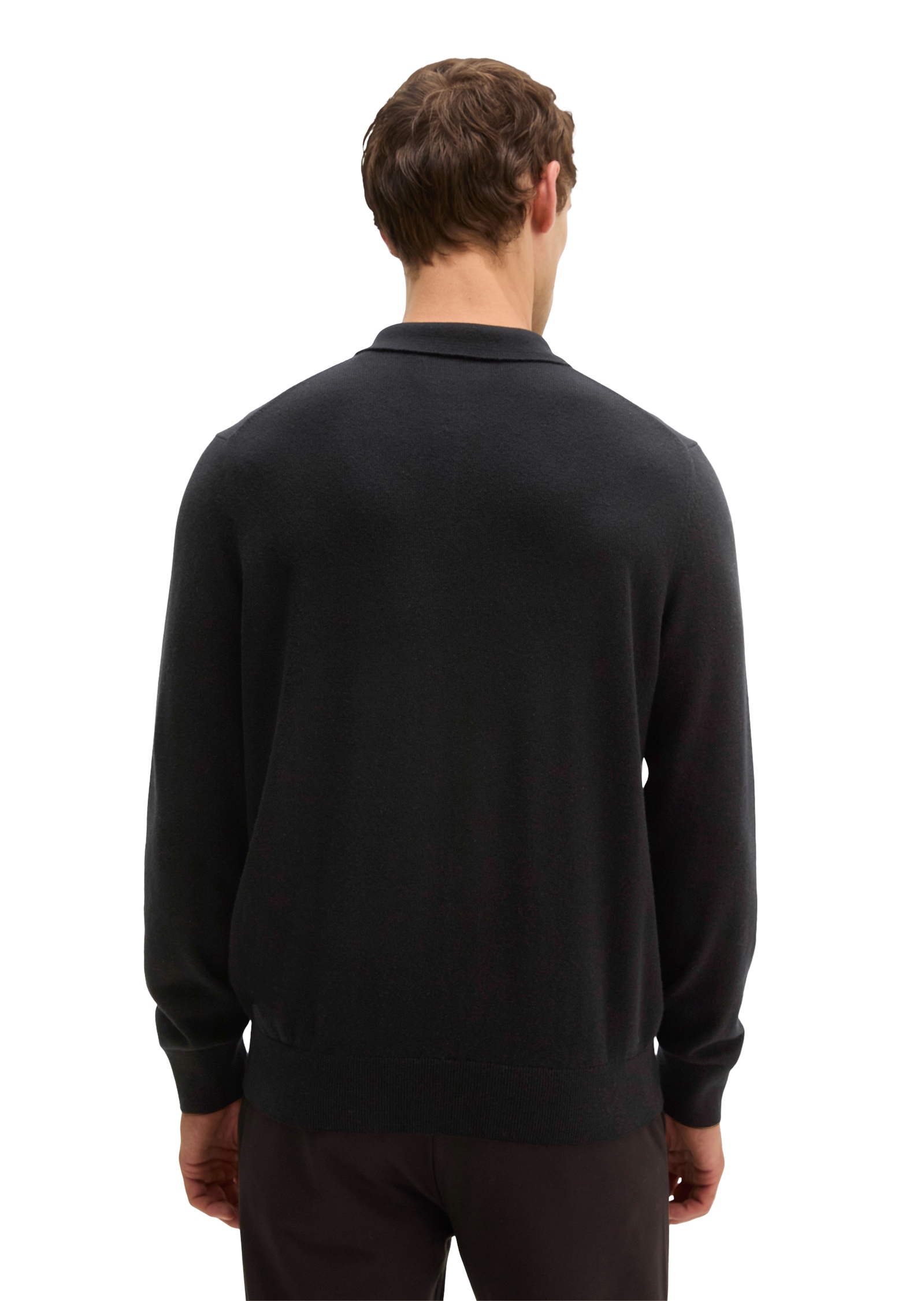Marc O'Polo Langarm-Poloshirt regular aus softem Bio-Bauwoll-Schurwoll-Mix