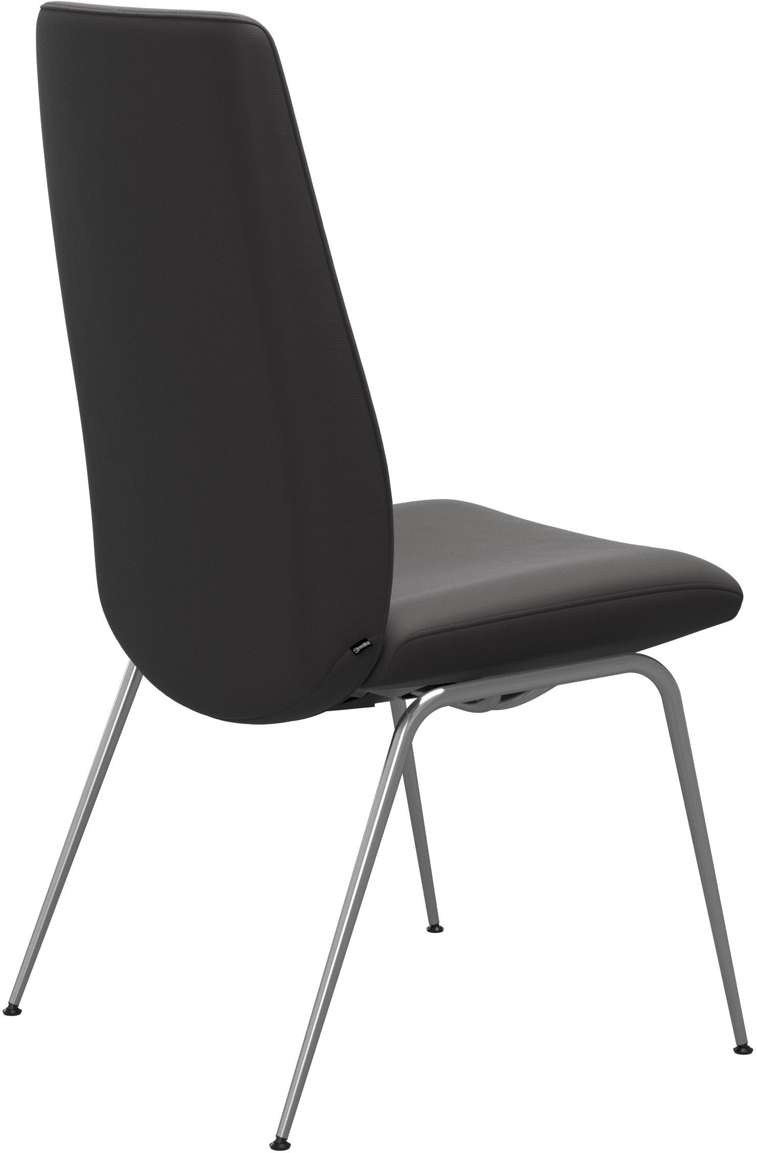 Polsterstuhl STRESSLESS "Laurel", grau (rock paloma, chrom glänzend), B:57cm H:105cm T:60cm, Leder PALOMA: PALOMA ist ein durchgefärbtes Semianilin-Möbelleder mit natürlicher Narbung., Stühle, Polsterstuhl, High Back, Größe L, mit Beinen aus Stahl in Chro 2