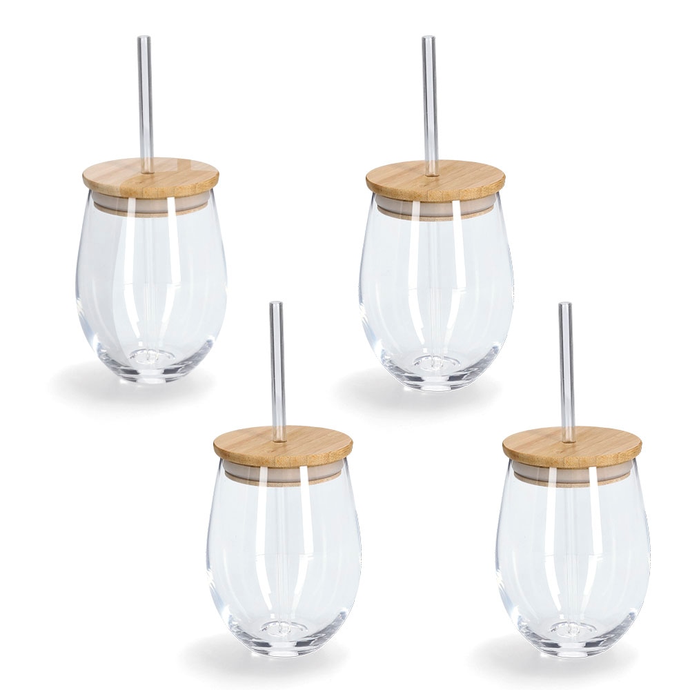 Zeller Present Gläser-Set 4-teilig, inkl. Trinkhalm, 500 ml