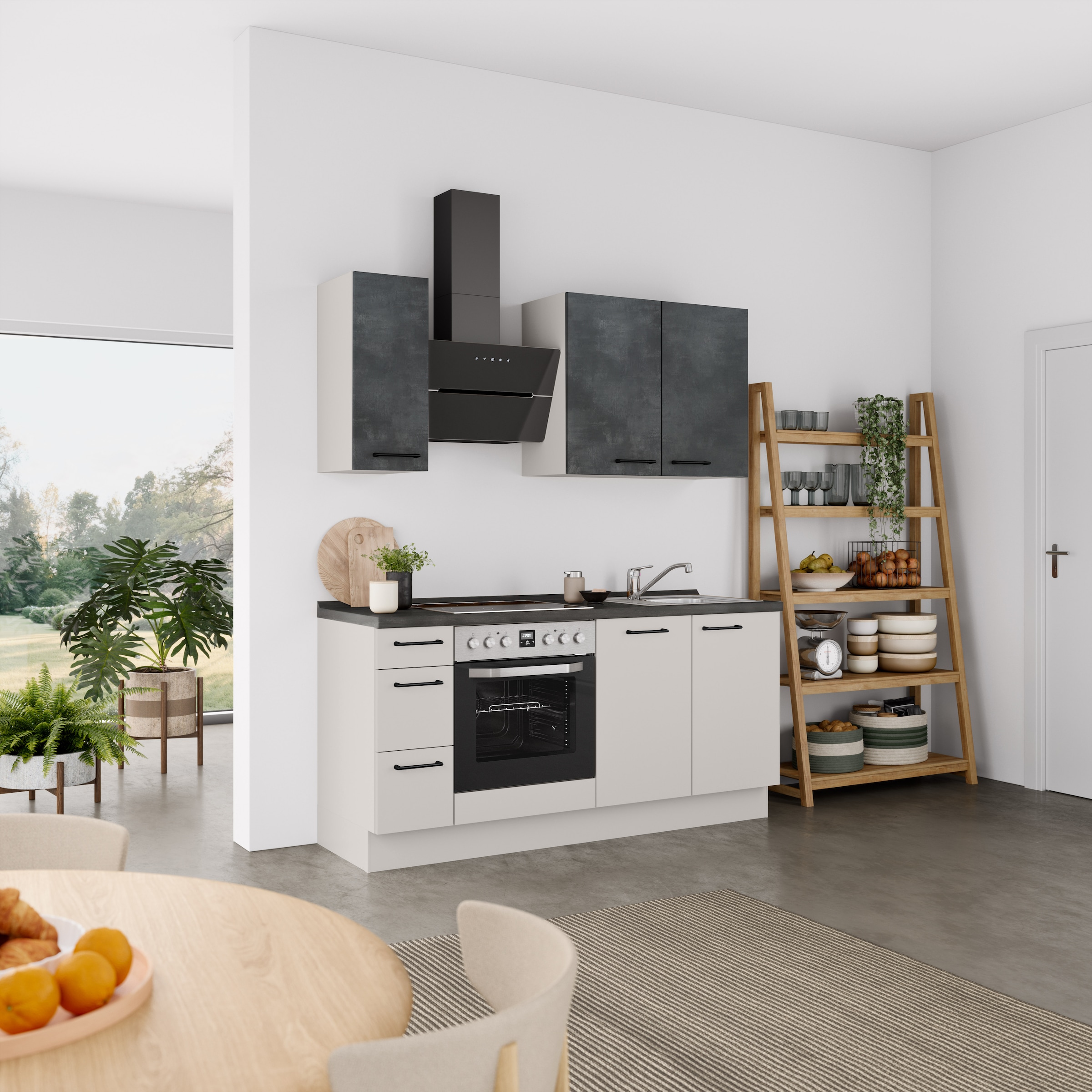 nobilia® Küchenzeile »"MIAMI", NEU: individuell anpassbar mit gratis Profi-Beratung« vormontiert, Breite 180 cm, Ausrichtung wählbar, wahlw. mit E-Geräten