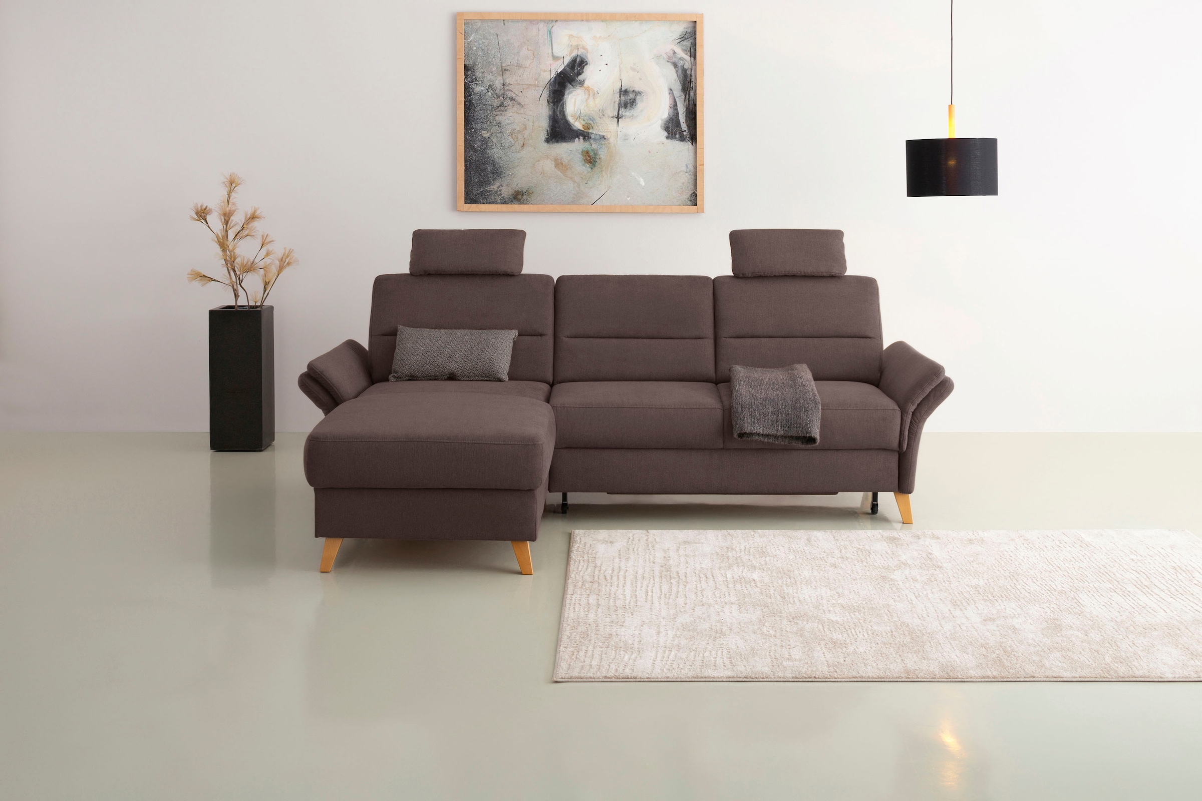 OTTO home Ecksofa "Westerland L-Form" Federkern-Polsterung, wahlweise mit Schlaffunktion, Bettkasten