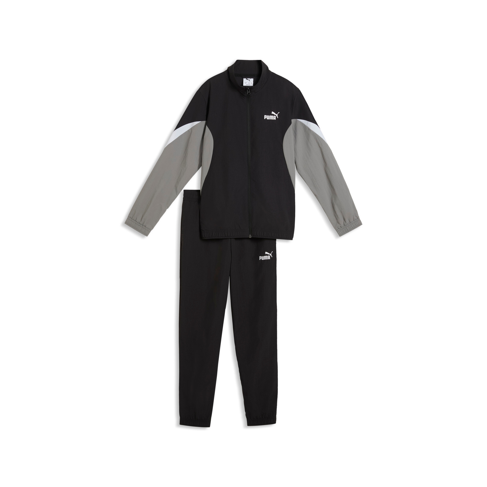 PUMA Jogginganzug "ESS BLOCK WOVEN SUIT B" 2 2-teiliges Set, mit Reißverschluss am Oberteil, windabweisend