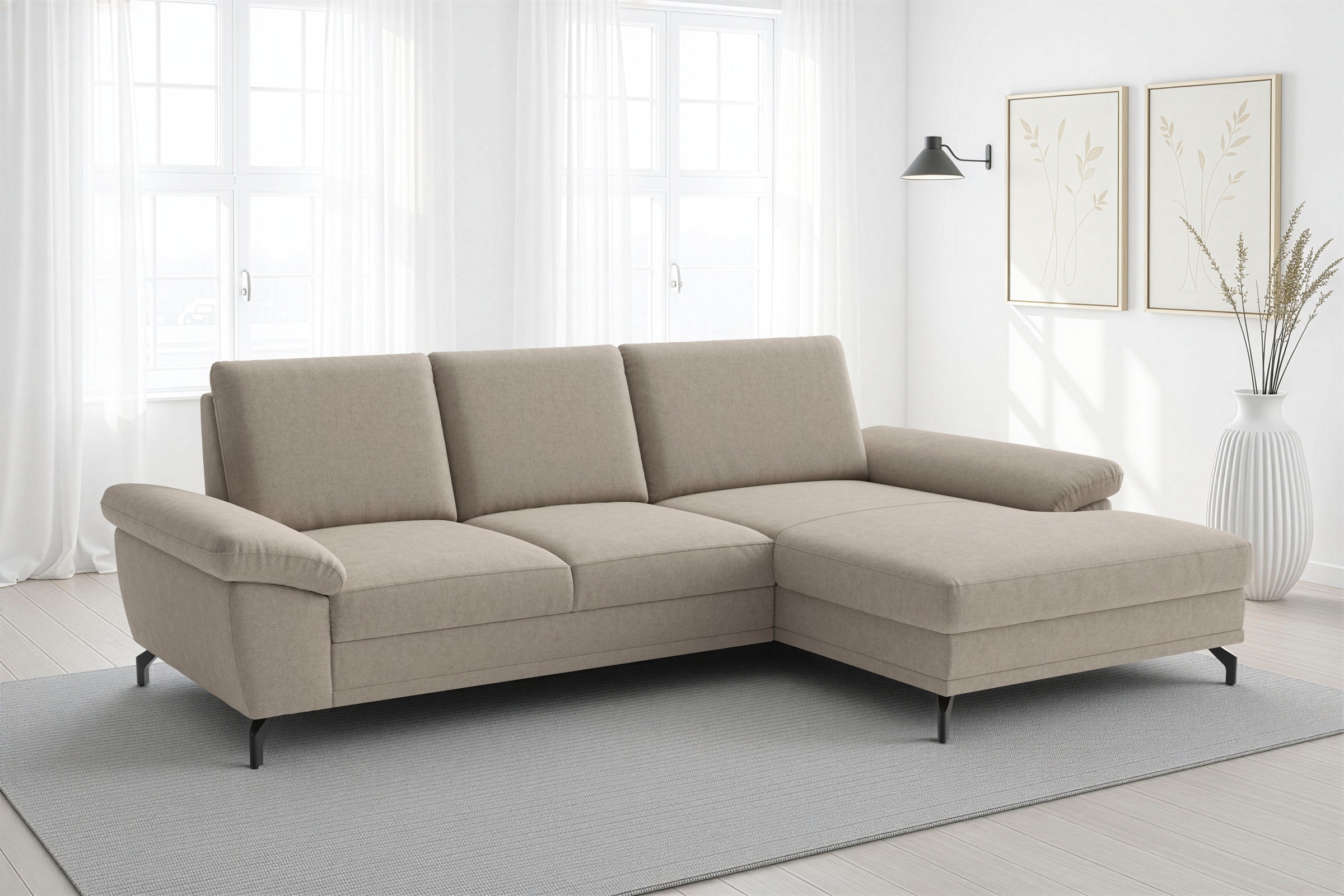sit&more Ecksofa "Chelsea L-Form, B: 264 cm, Armteil- & Sitztiefenverstellung" optional Schlaffunktion und Bettkasten