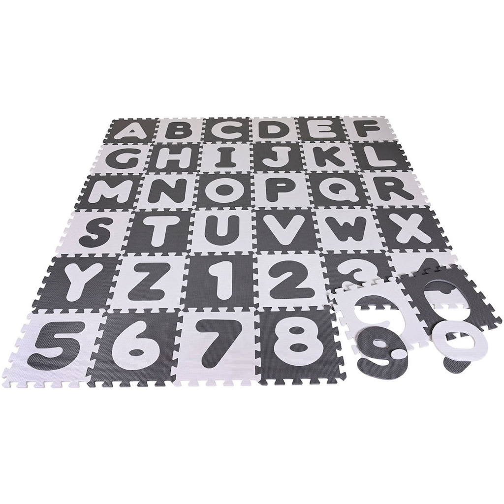 Knorrtoys® Puzzle »Alphabet + Zahlen, grau-weiß«, Puzzlematte, Bodenpuzzle