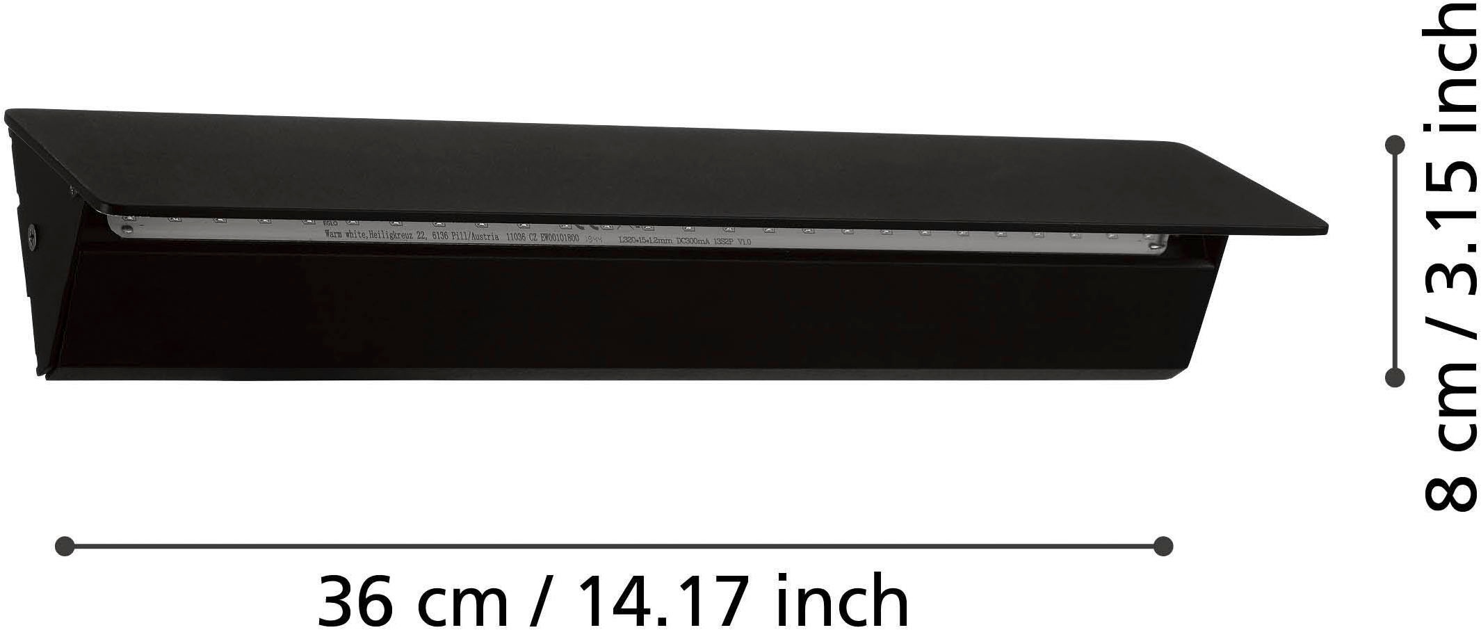 EGLO Wandleuchte »Zubialde LED Wandlampe, Wandstrahler, Aluminium und Stahl, Flurlampe« LED-Modul 1 Stk. Warmweiß Wand-/Deckenleuchte - L36 x H8 x AL5 cm - schwarz, weiß - 12W inkl.