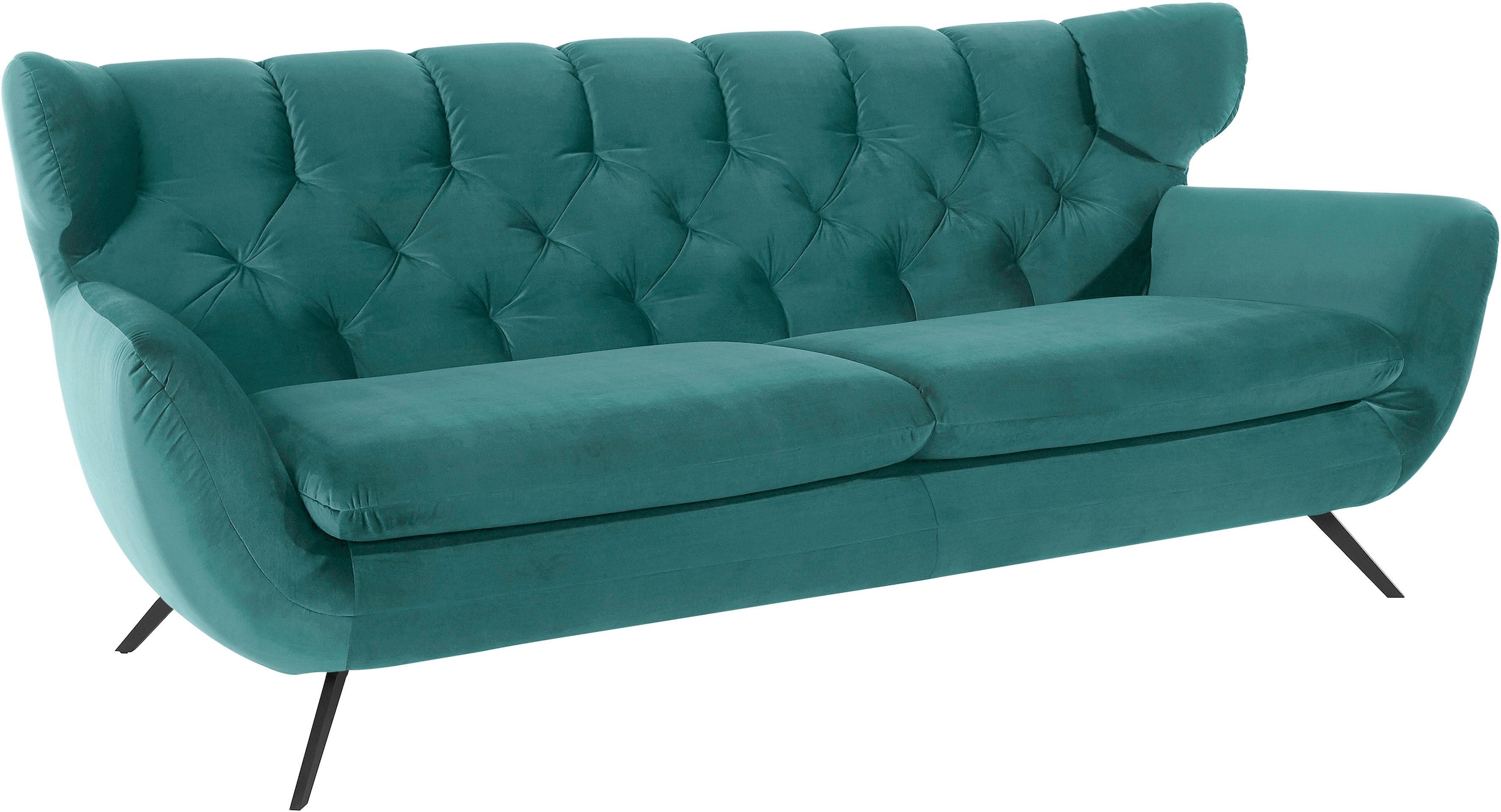 3C Candy 3-Sitzer "Beatrice, extravagantes Megasofa, bequem, Küchensofa, Breite 225cm" mit Rückensteppung im Rautenmuster, Samt Optik, auch in Fellimitat