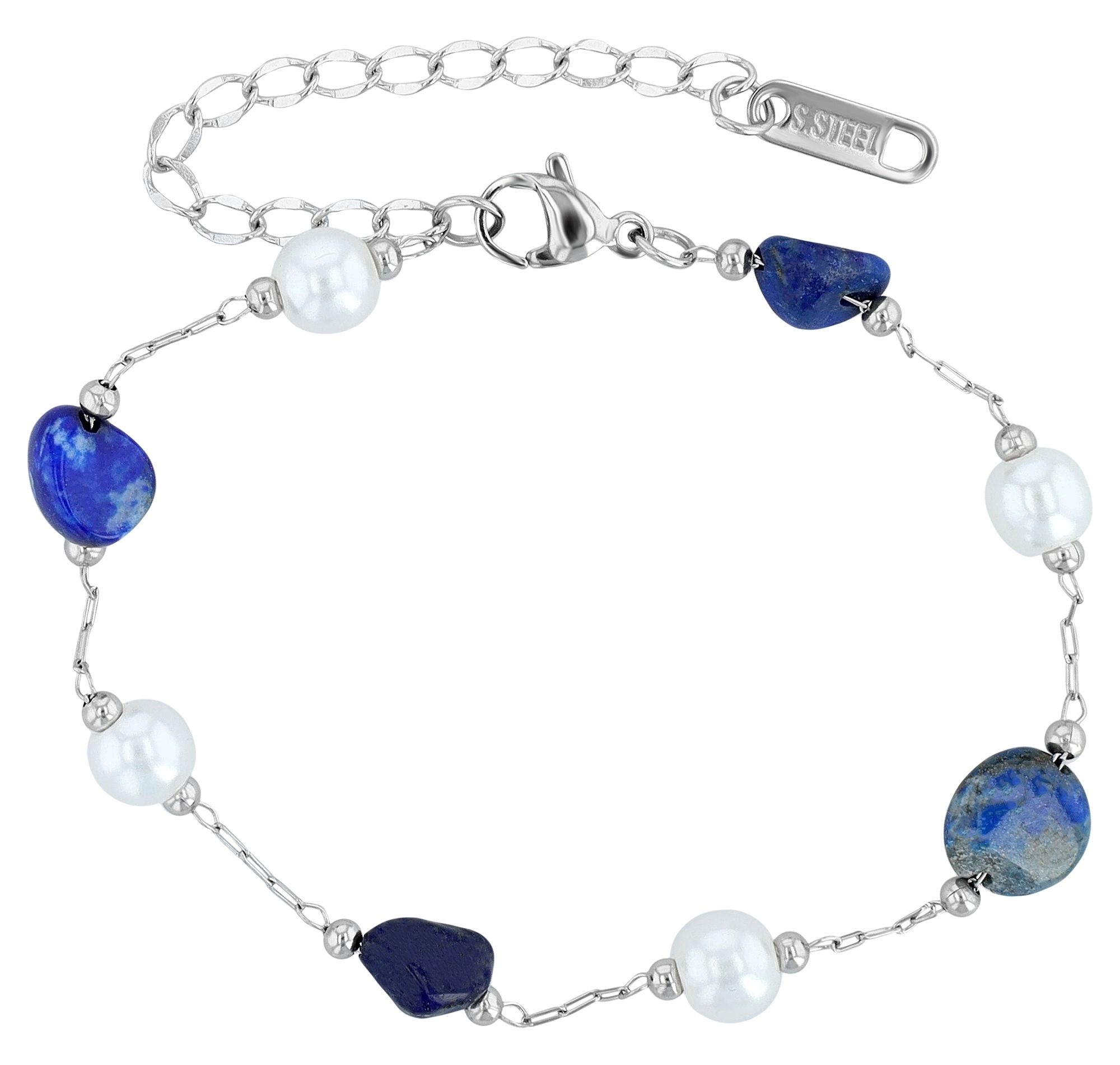 Adelia´s Gliederarmband »Armband – Kugelarmband aus Edelstahl mit Lapis 23 cm« Schöne Geschenkidee zum Jubiläum