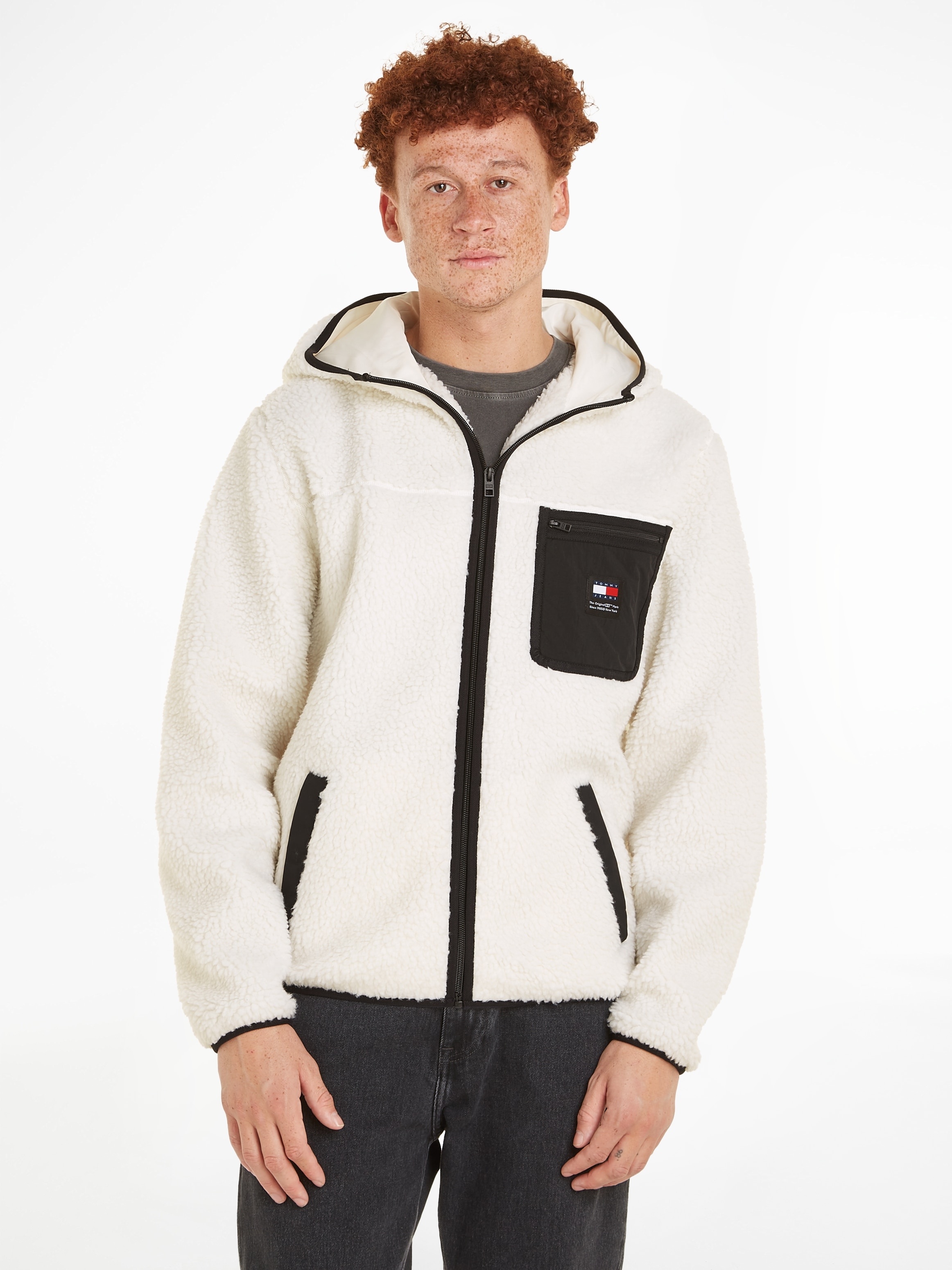 Tommy Jeans Fleecejacke "TJM REG TEDDY ZIP TRU EXT", mit Kapuze günstig online kaufen