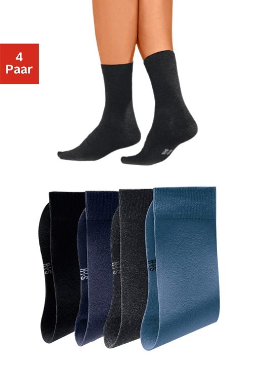 H.I.S Basicsocken "Herren Business Socken Strümpfe Anzugsocken Atmungsaktiver Baumwolle" Packung, 4 Stk. tlg. mit hohem Baumwollanteil