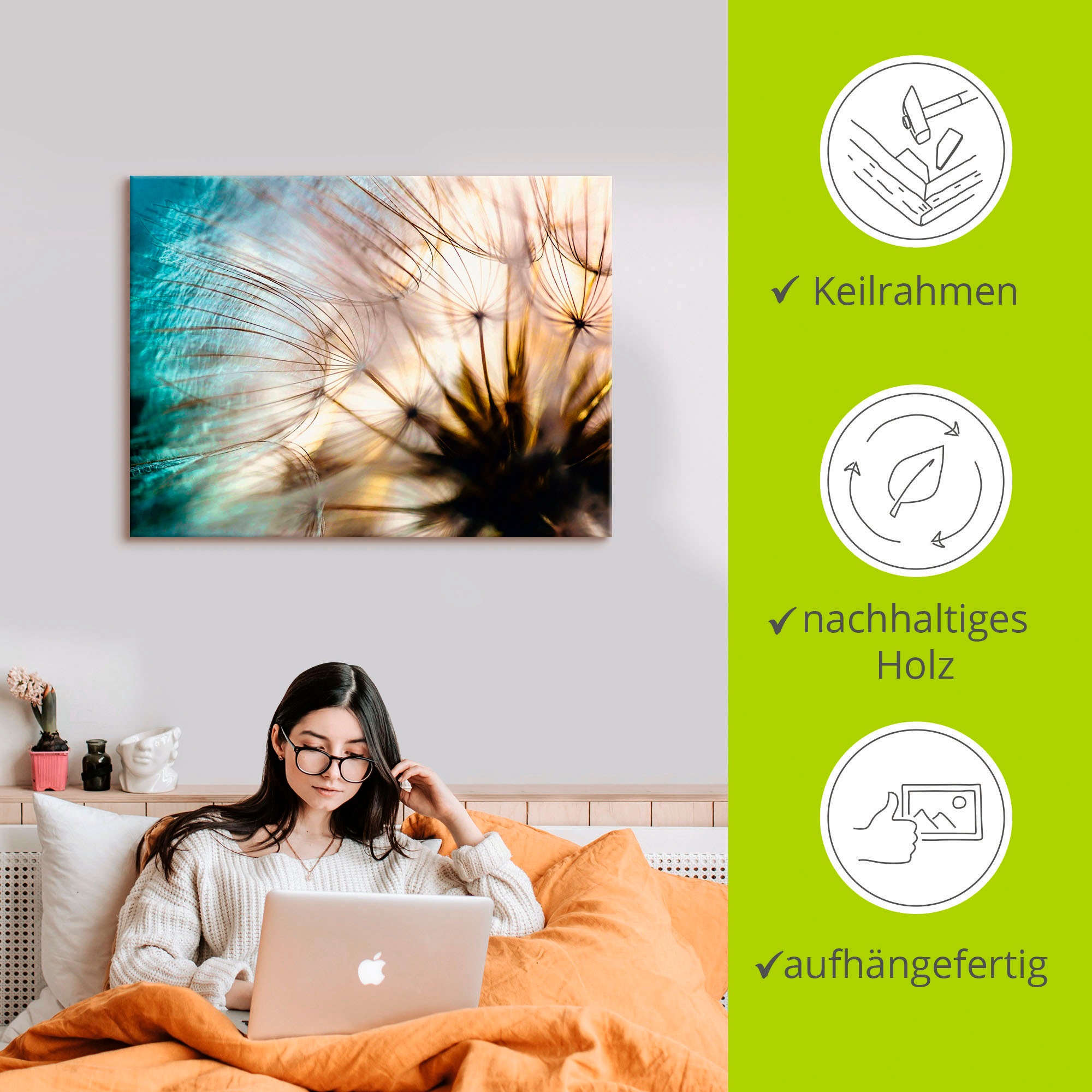 Artland Wandbild »Pusteblume Makro abstrakt«, Blumen, (1 St.), als Alubild, Outdoorbild, Leinwandbild, Poster, Wandaufkleber