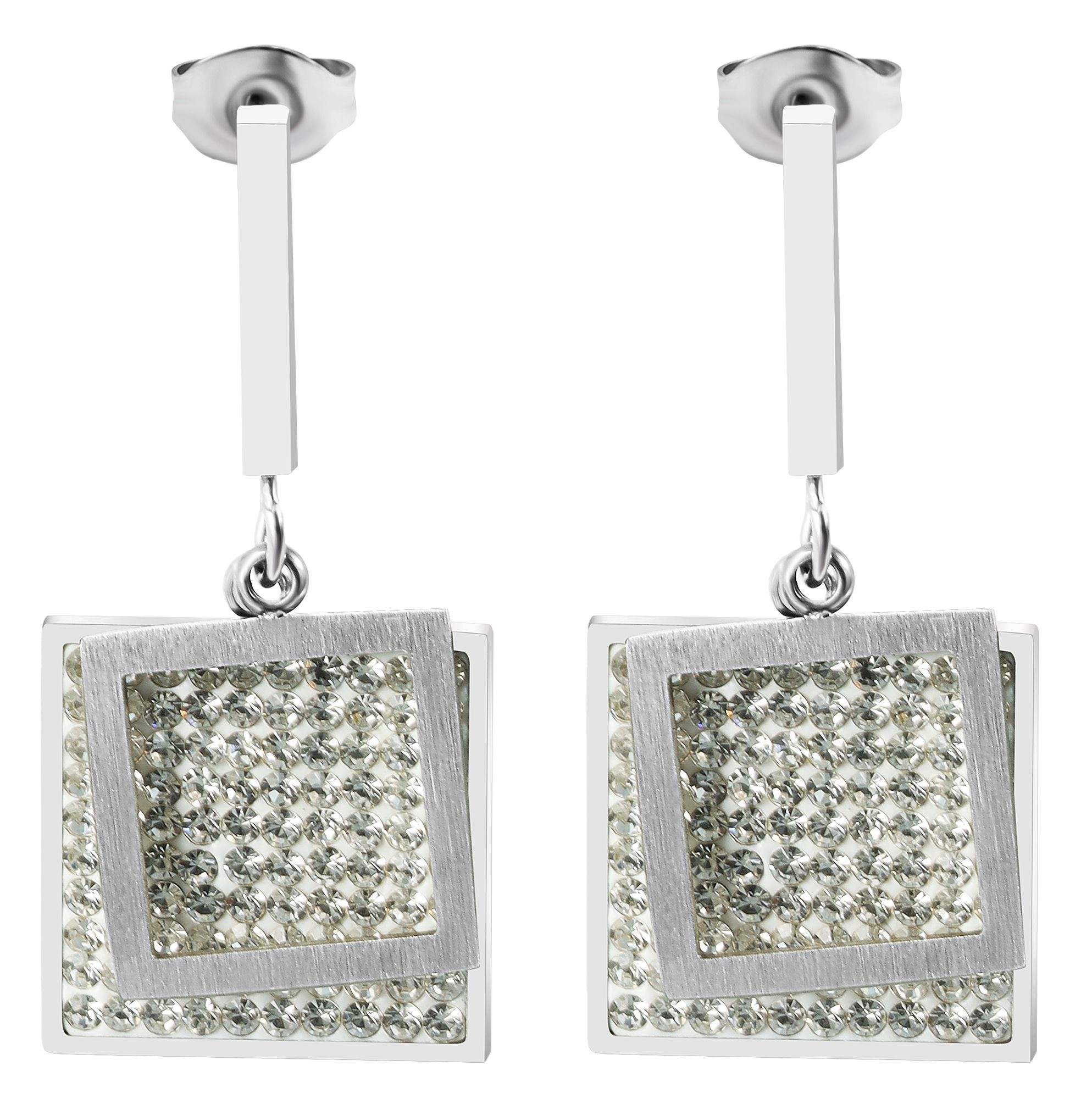 Adelia´s Paar Ohrhänger "Ohrringe – Ohrstecker aus Edelstahl mit Strass Steinchen" Geschenkidee: zeitlos und vielseitig
