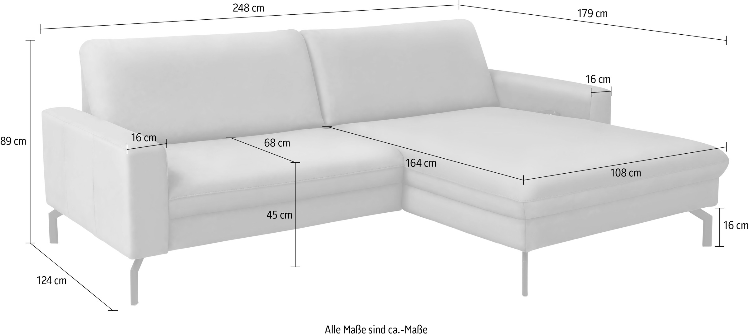 Die PlanBar Ecksofa »PN-EM20028 L-Form ohne Kopfstützen«, wahlweise mit motorischem Canape