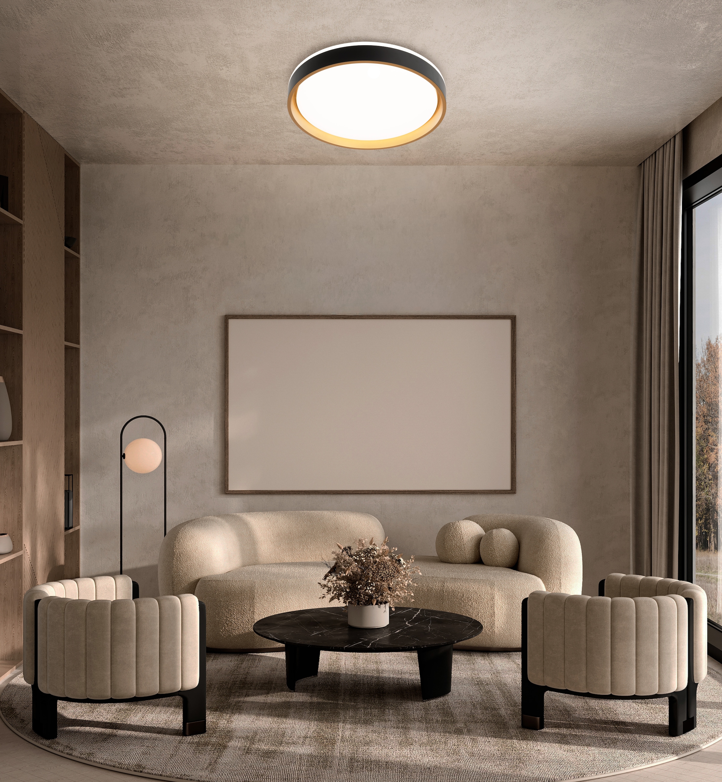 näve LED Deckenleuchte »Tunis« LED-Modul 1 Stk. Neutralweiß 3 stufig dimmbar per Wandschalter/25%/50%/100%, inkl. Memoryfunktion