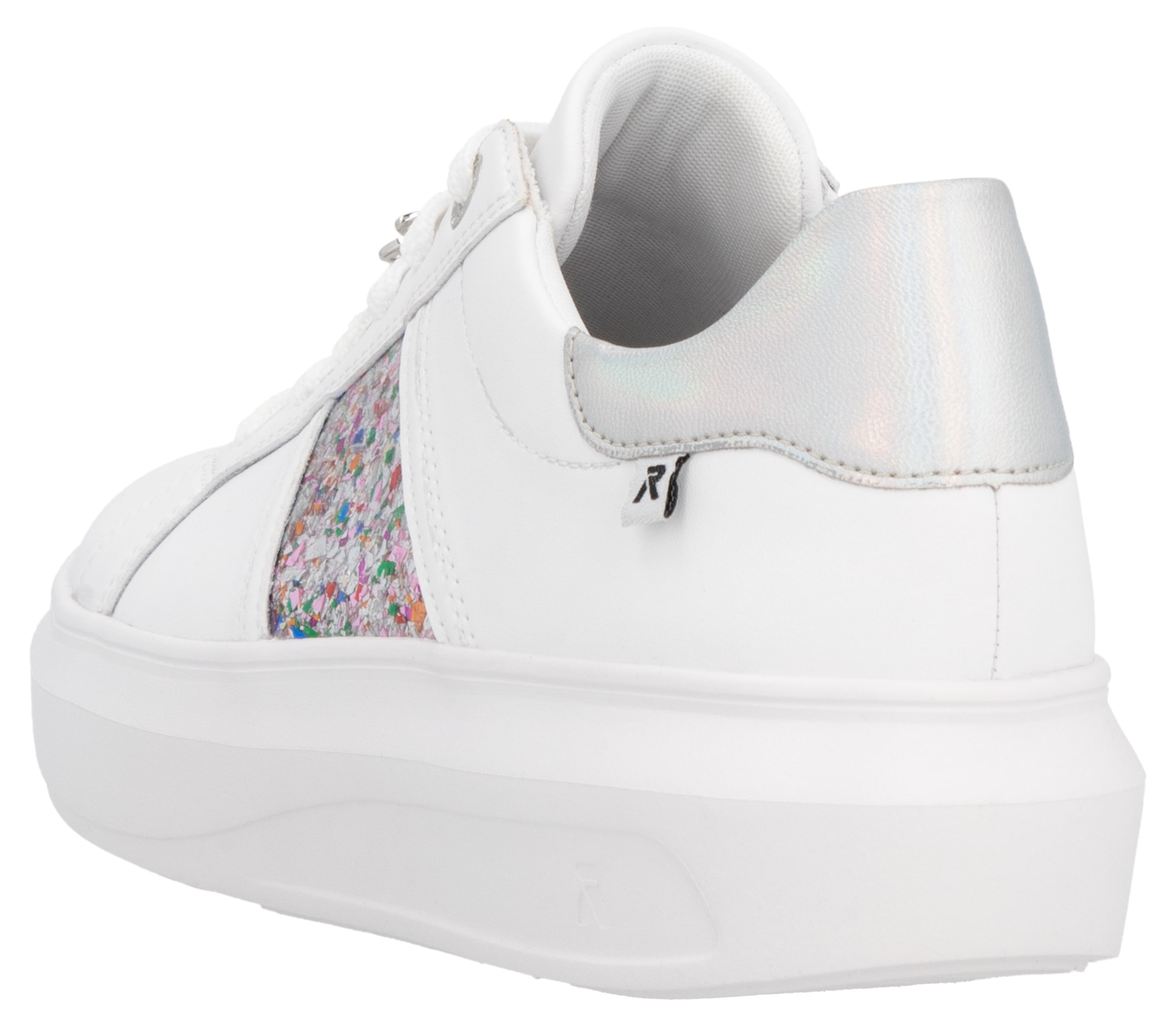 RIEKER Sport Plateausneaker, mit stylischen Metallic-Details, Freizeitschuh, Halbschuh, Schnürschuh