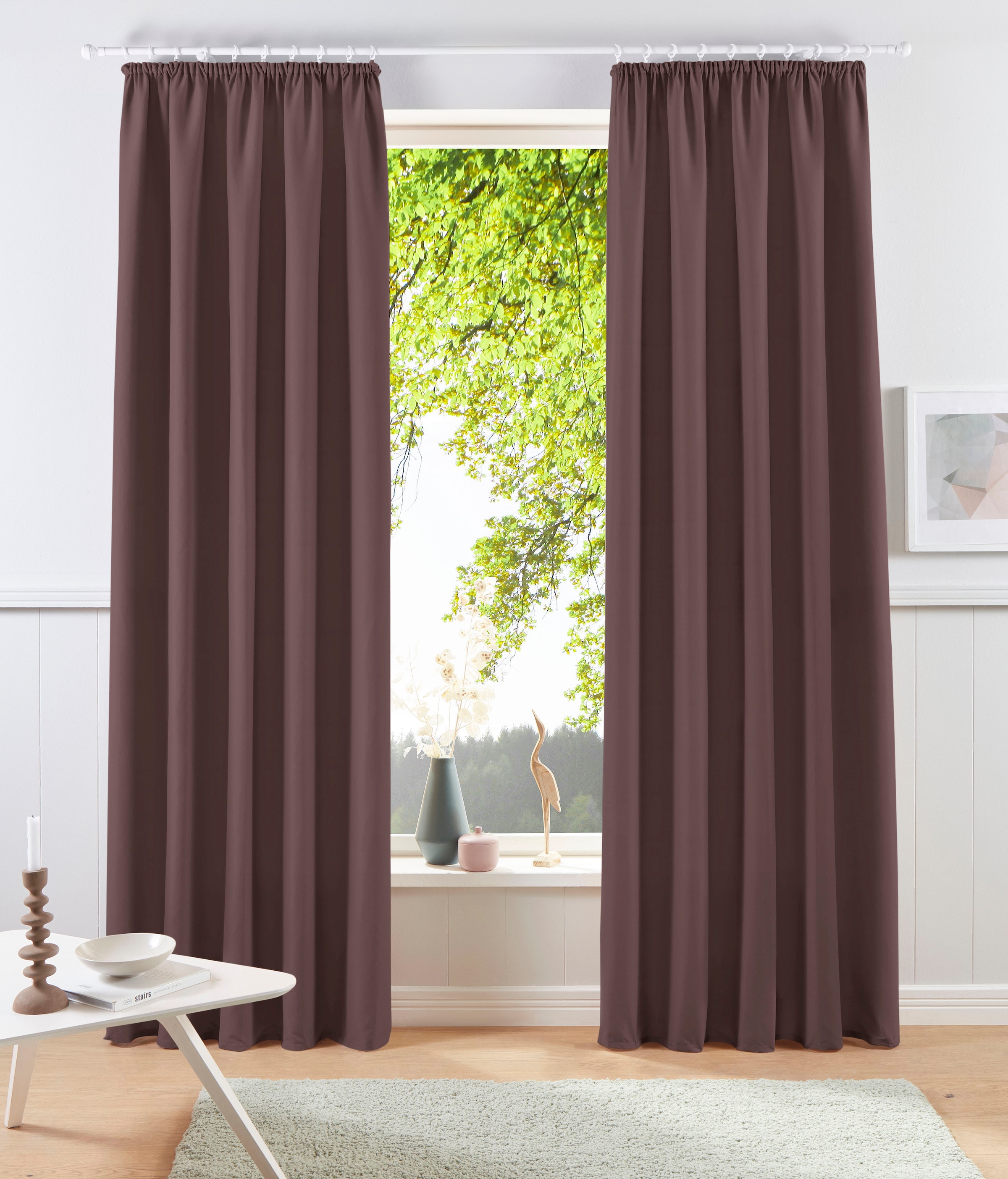 OTTO home Vorhang "Raja, Gardinen mit Kräuselband, Vorhänge Wohnzimmer" Kräuselband 2 Stk. tlg. 2er-Set, Bestseller, einfarbig, modern, pflegeleicht, Mikrofaser