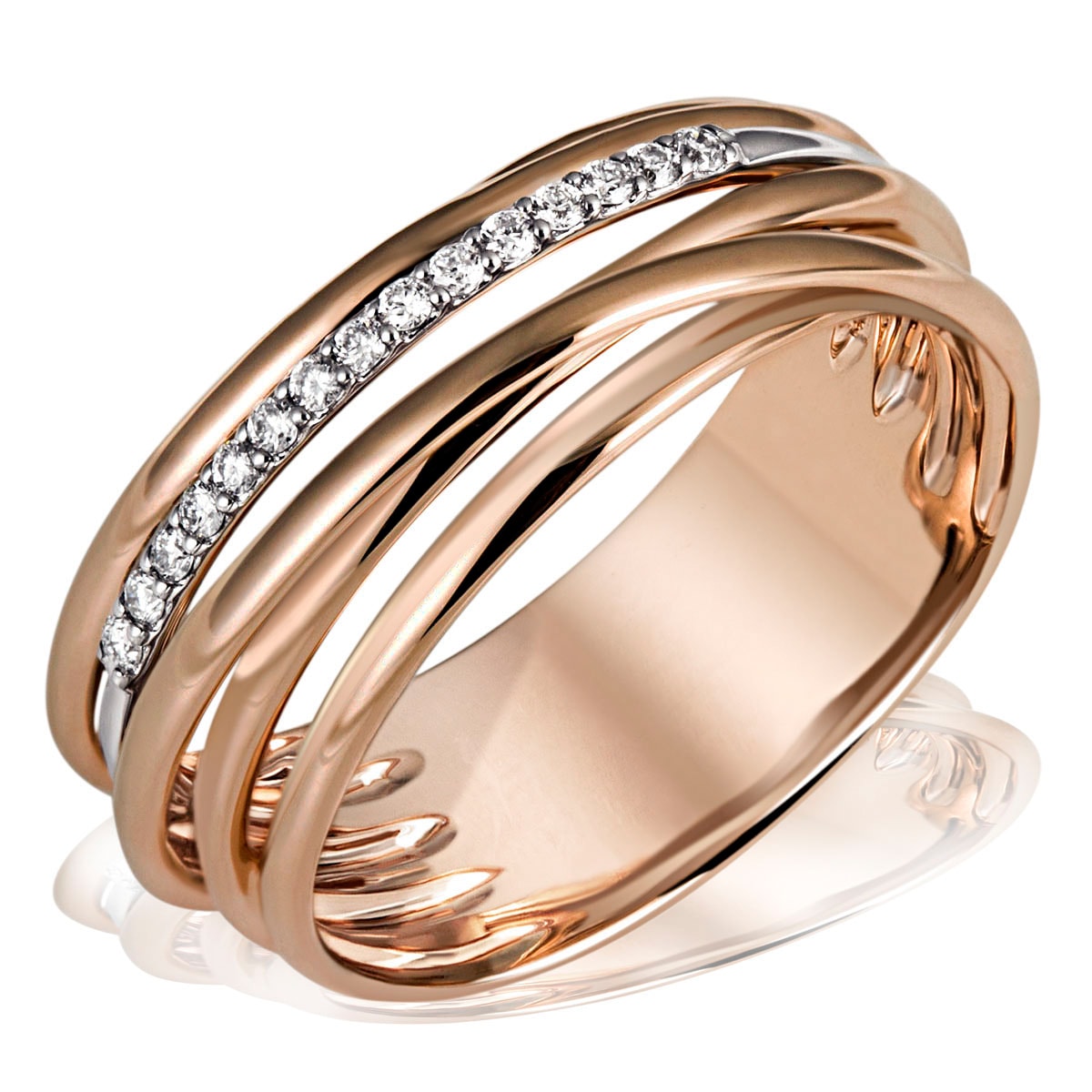 goldmaid Fingerring 585/- Rotgold 15 Diamant 0 11 ct. SI/H
