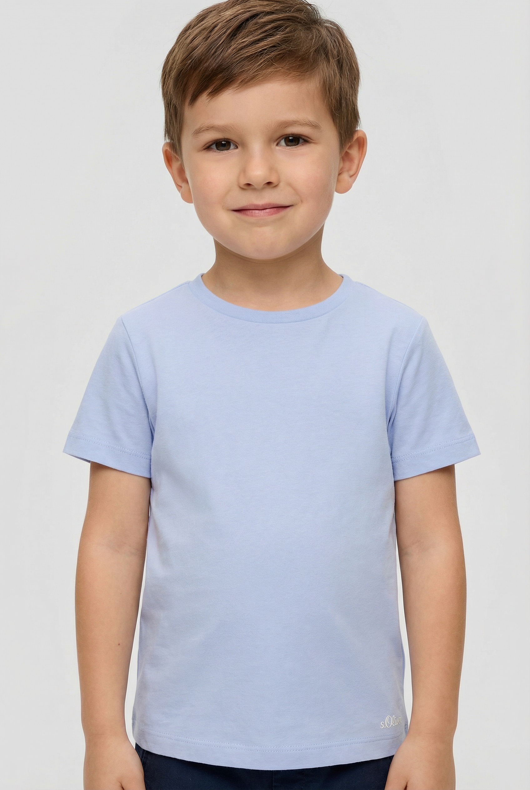 T-Shirt S.OLIVER JUNIOR, Mädchen, Gr. 92/98, aqua, blau, pink, Jersey, Obermaterial: 100% Baumwolle, unifarben, regular fit normal, Rundhals, gerader Abschluss, Shirts T-Shirt, mit Rundhalsausschnitt