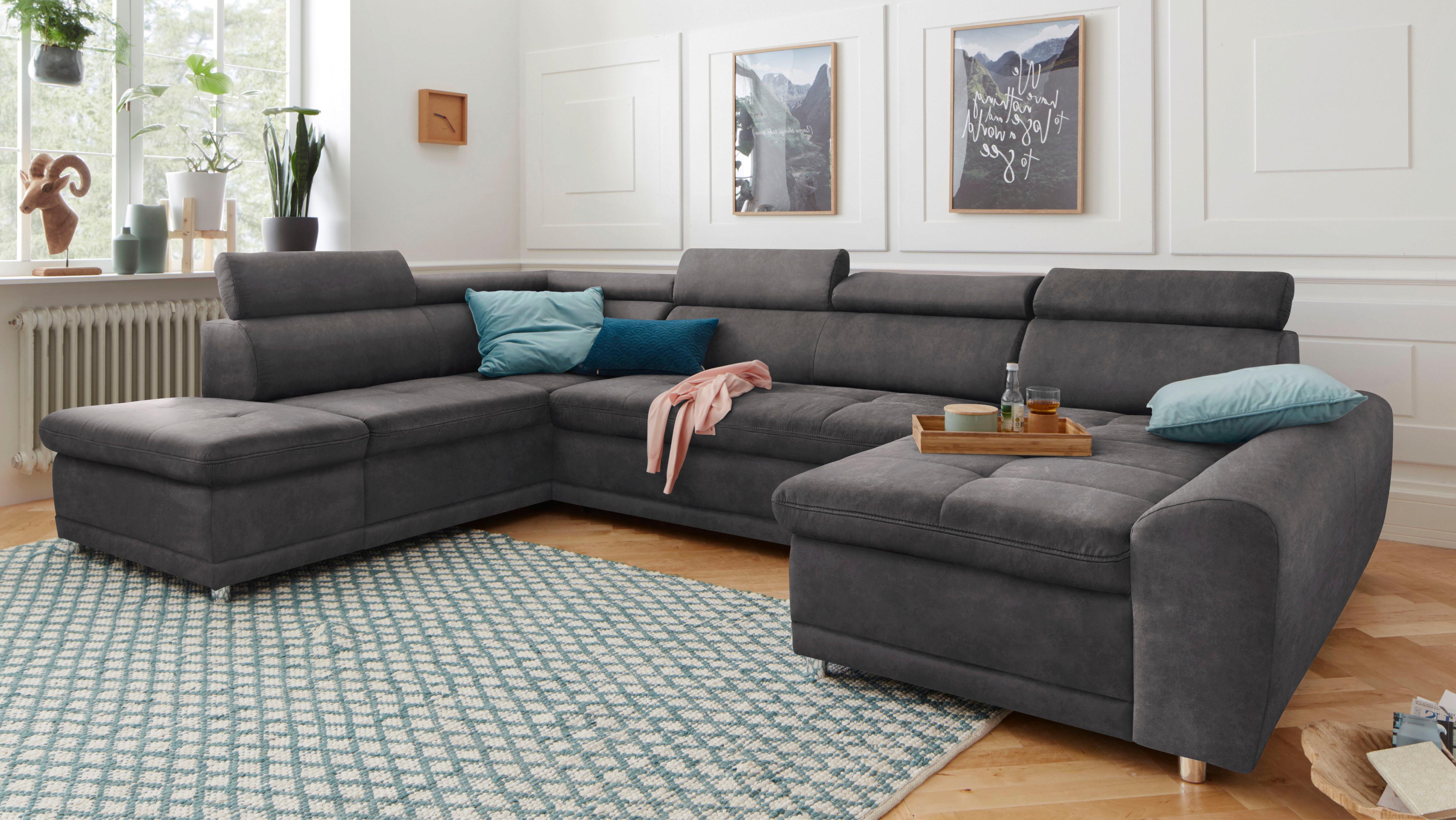 sit&more Wohnlandschaft "Riva U-Form" wahlweise mit Schlaffunktion