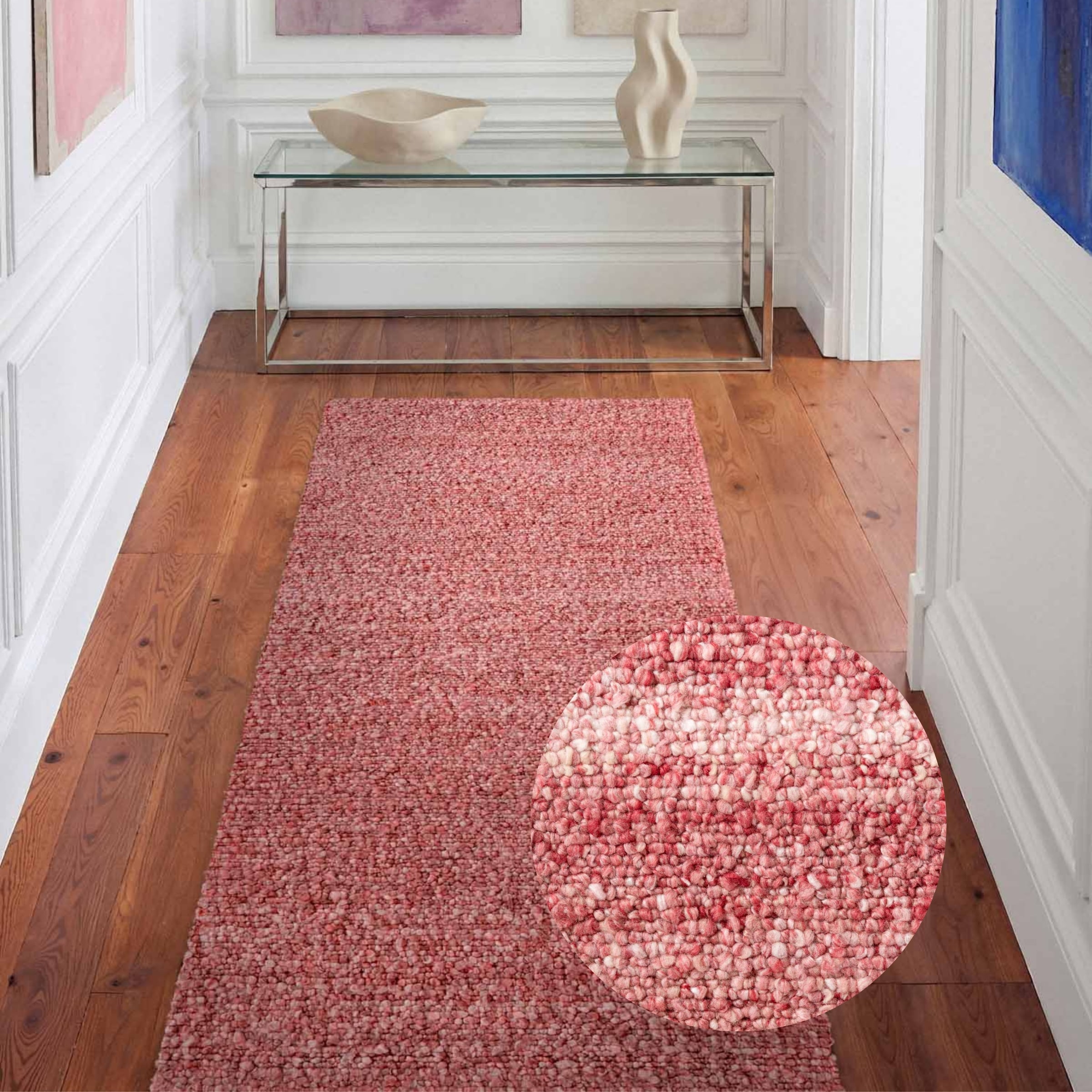 Teppich TED BAKER "Soft Bouclé Portobello, auch als Läufer", dunkelpink, B:80cm H:10mm L:200cm, Polyester, Teppiche, Teppich, Woll-Optik, Bouclé Meliert, Wohnzimmer, Esszimmer, Schlafzimmer, Flur