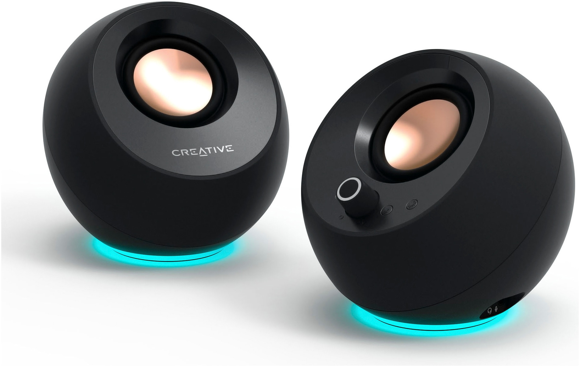 Creative PC-Lautsprecher »Pebble Pro, 2.0, Bluetooth 5.3, USB Audio, RGB, schwarz«, 3,5-mm-AUX-Eingang