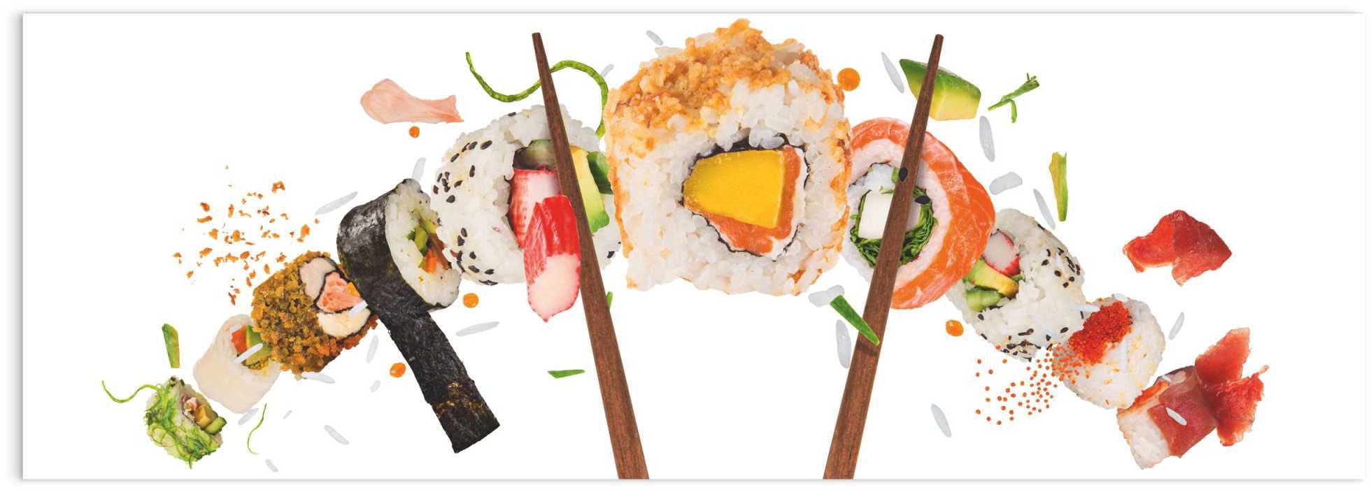 Glasbild »Glasbild Sushi Gesund - Fisch - Reis - Japanisch«, Essen, (1 St.)