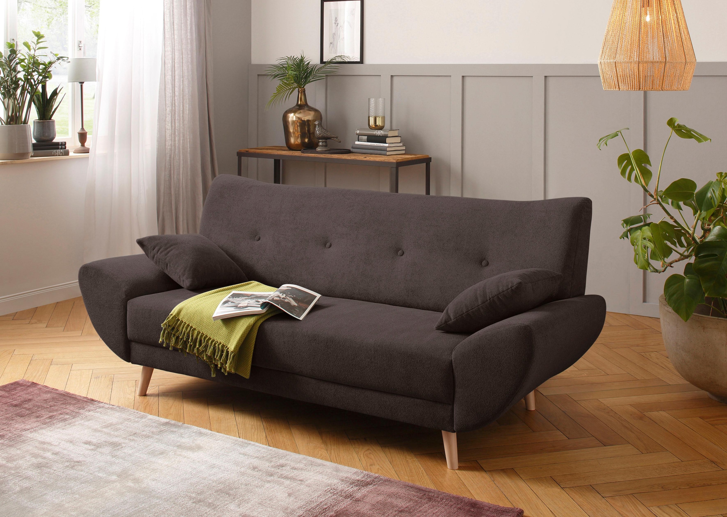 Home affaire 3-Sitzer "Basta komfortable Wellenunterfederung, Breite 205cm, bodenfrei"