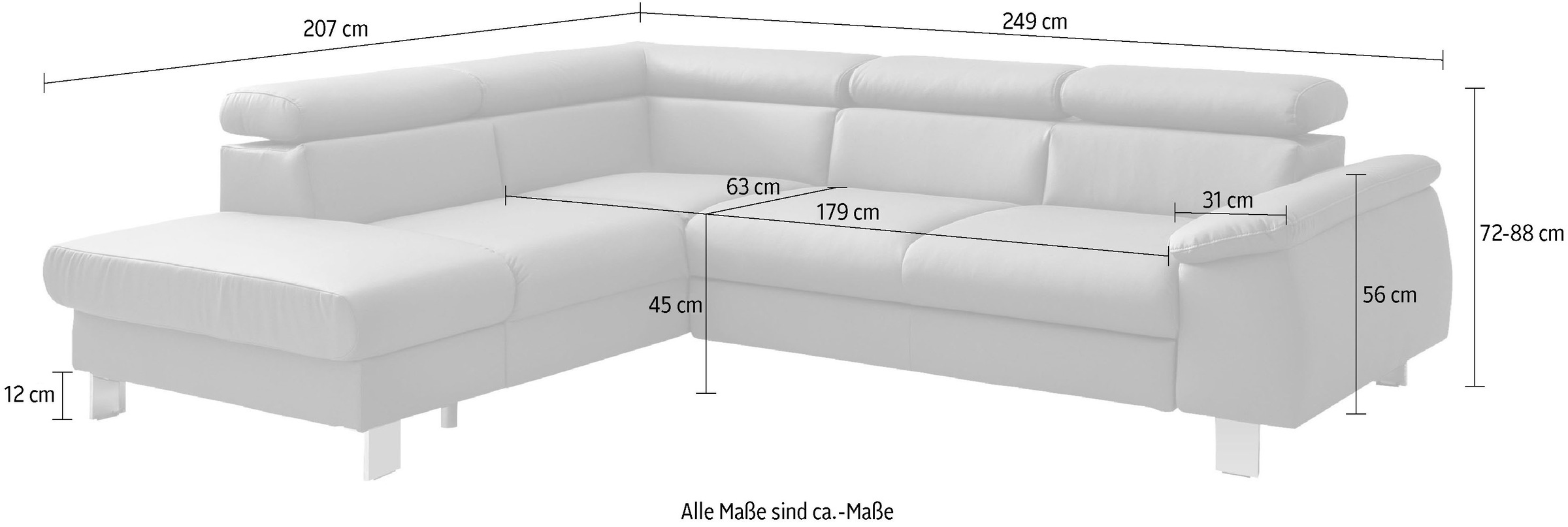 COTTA Ecksofa "Komaris L-Form", inklusive Kopf- bzw. Rückenverstellung, wah günstig online kaufen