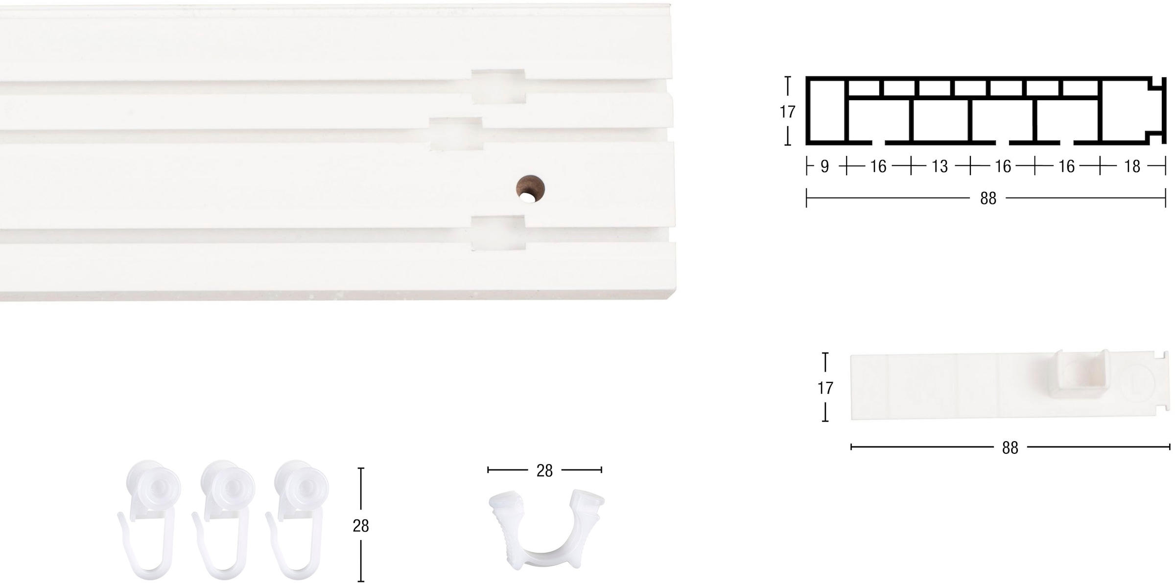 »Kunststoffschiene CREDO«, Kunststoffverbinder Gardinenschiene | mit 3 läufig-läufig, BAUR GARESA verlängerbar Deckenmontage, Wunschmaßlänge, kaufen